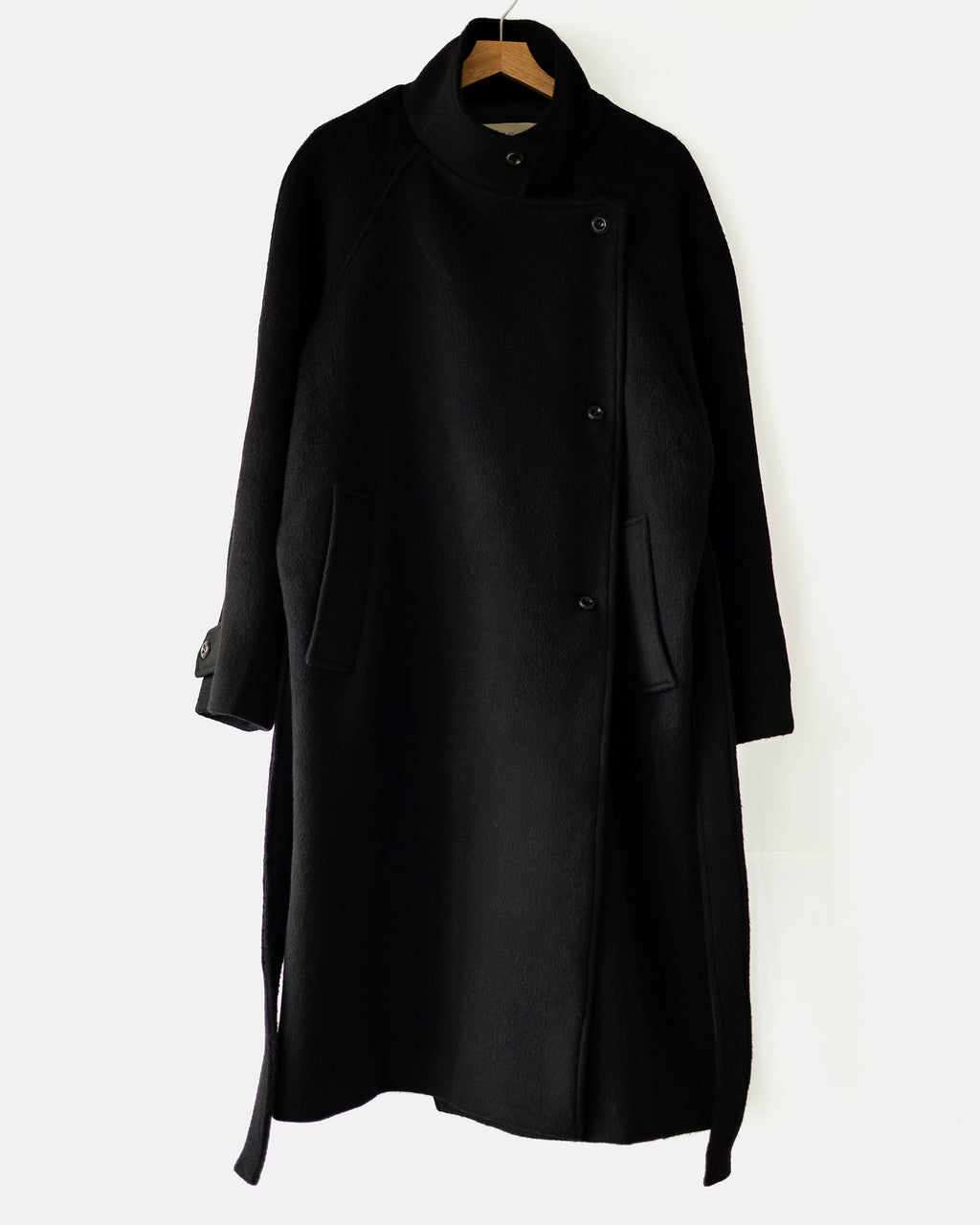 Nina Structured Camel Wool Coat, Noir