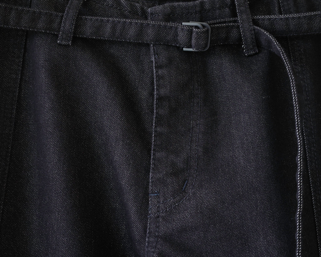 (Back in stock on 11/5) Longline Belted Denim Trousers, Deep Indigo