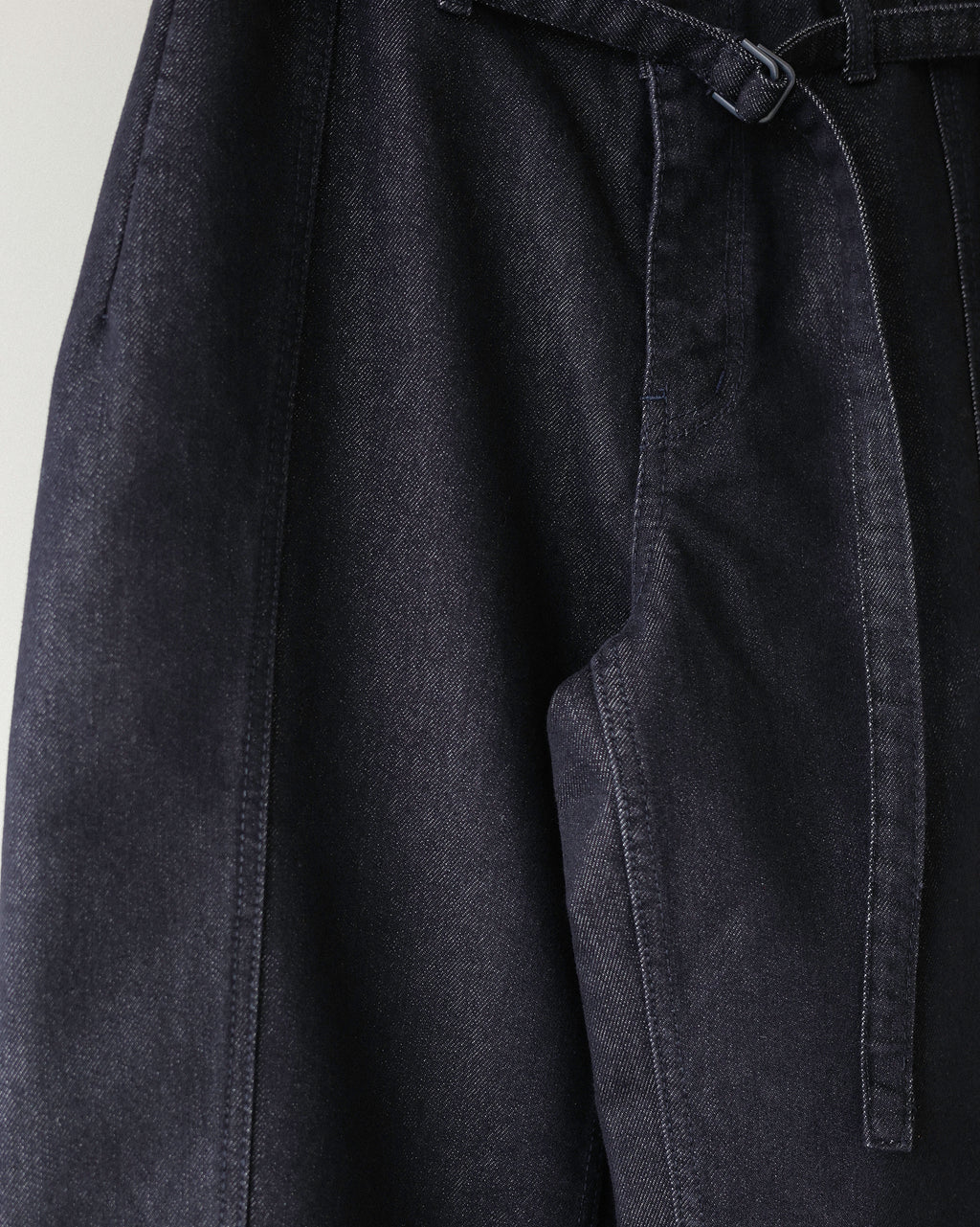 (Back in stock on 11/5) Longline Belted Denim Trousers, Deep Indigo