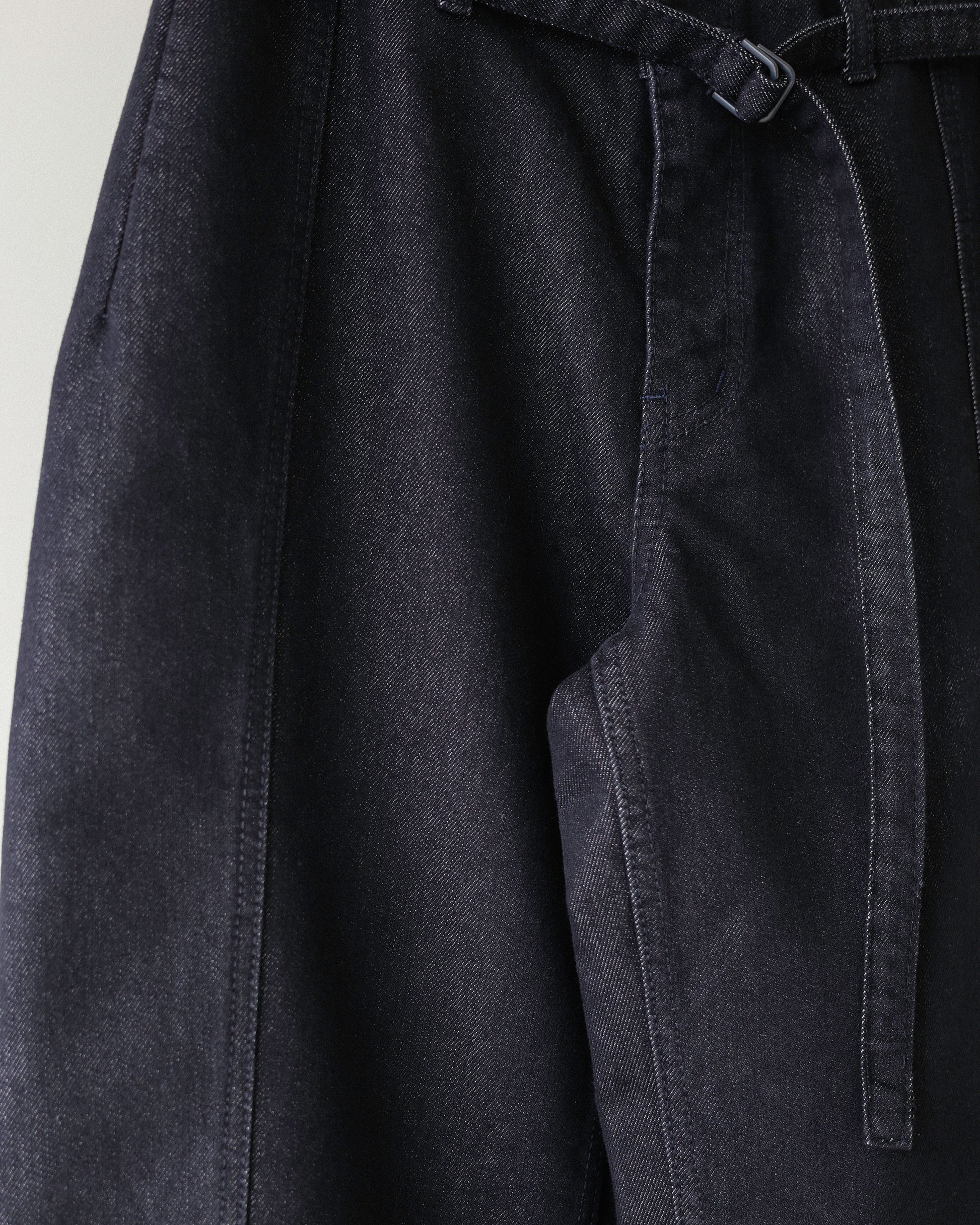 (Back in stock on 11/5) Longline Belted Denim Trousers, Deep Indigo