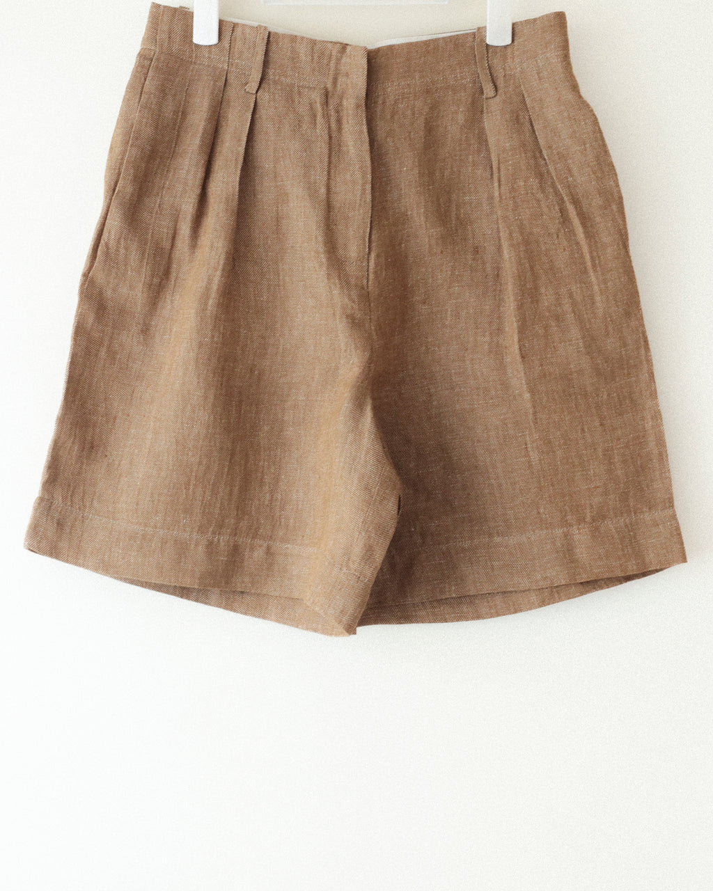 Mina Tailored Linen Bermuda Shorts, Sunwashed Natural Beige