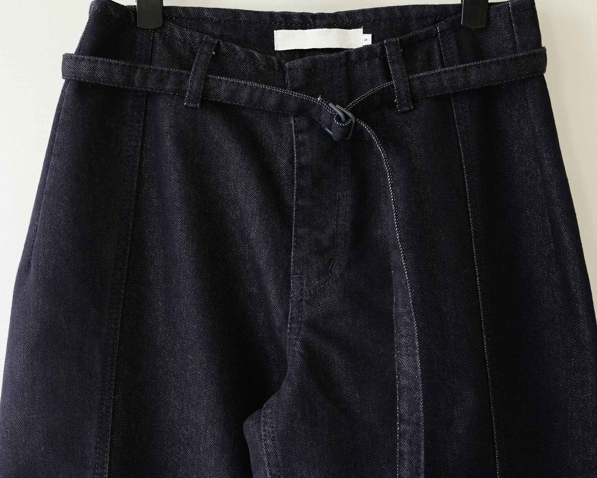 (Back in stock on 11/5) Longline Belted Denim Trousers, Deep Indigo