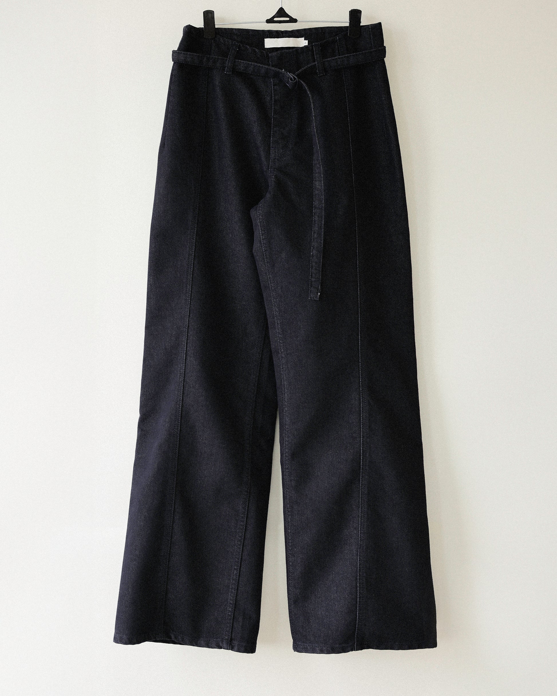 (Back in stock on 11/5) Longline Belted Denim Trousers, Deep Indigo