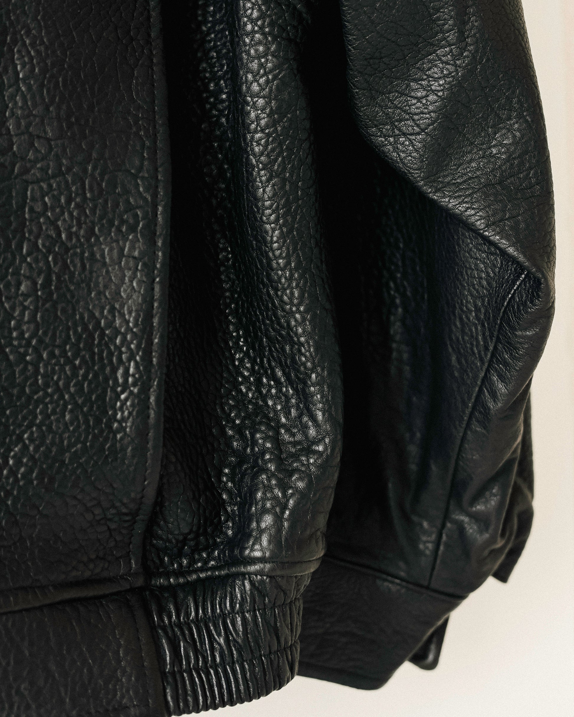 Italian Shrunken Forma Leather Jacket, Nero Pelle