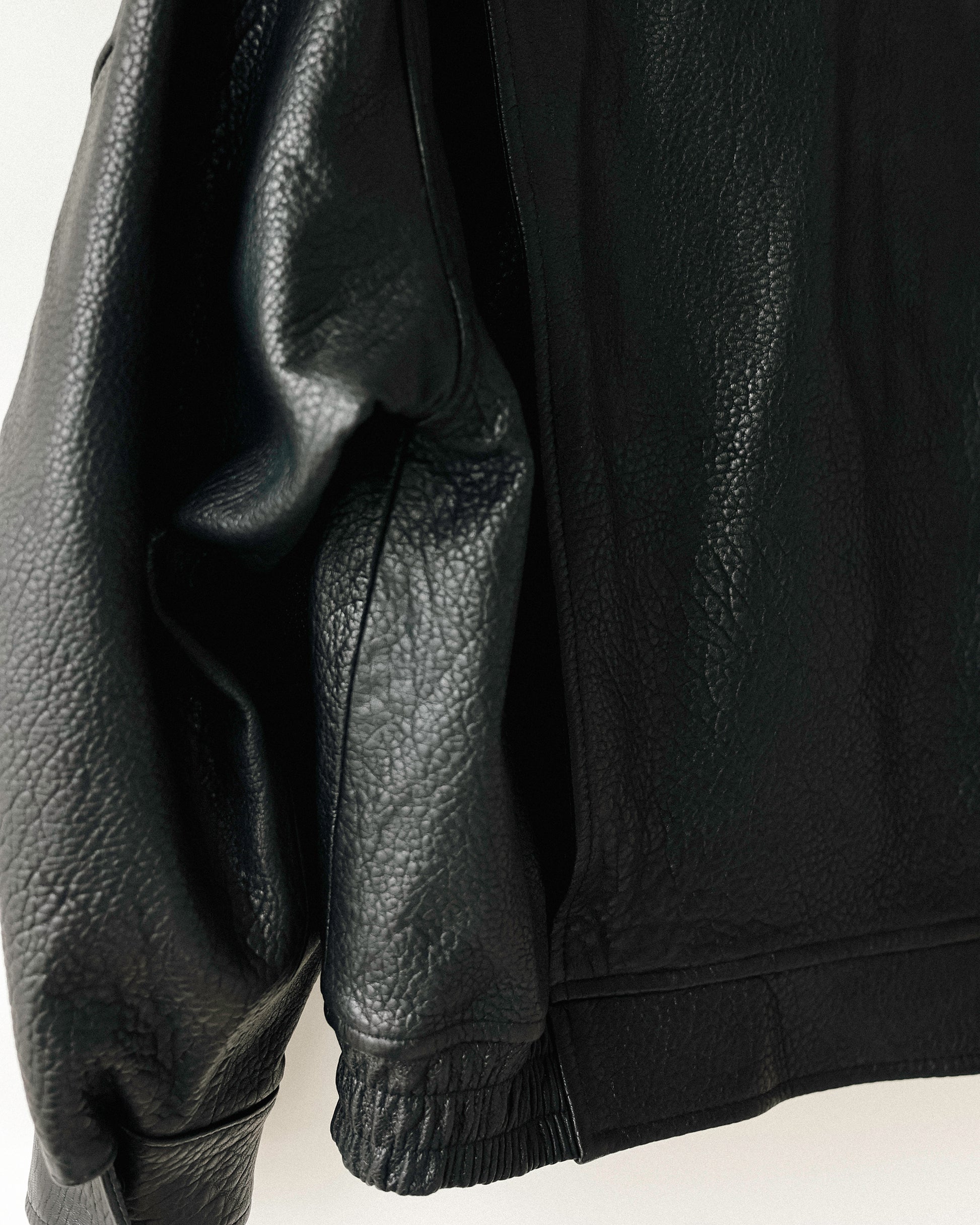Italian Shrunken Forma Leather Jacket, Nero Pelle