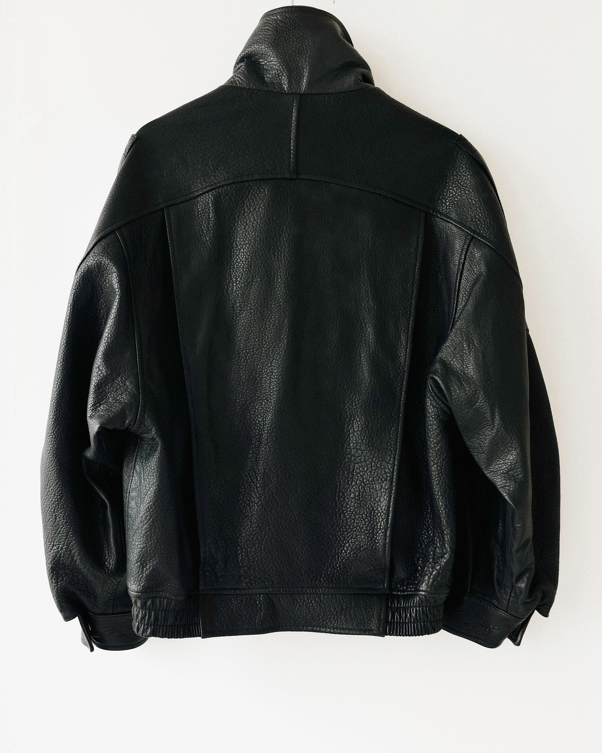 Italian Shrunken Forma Leather Jacket, Nero Pelle