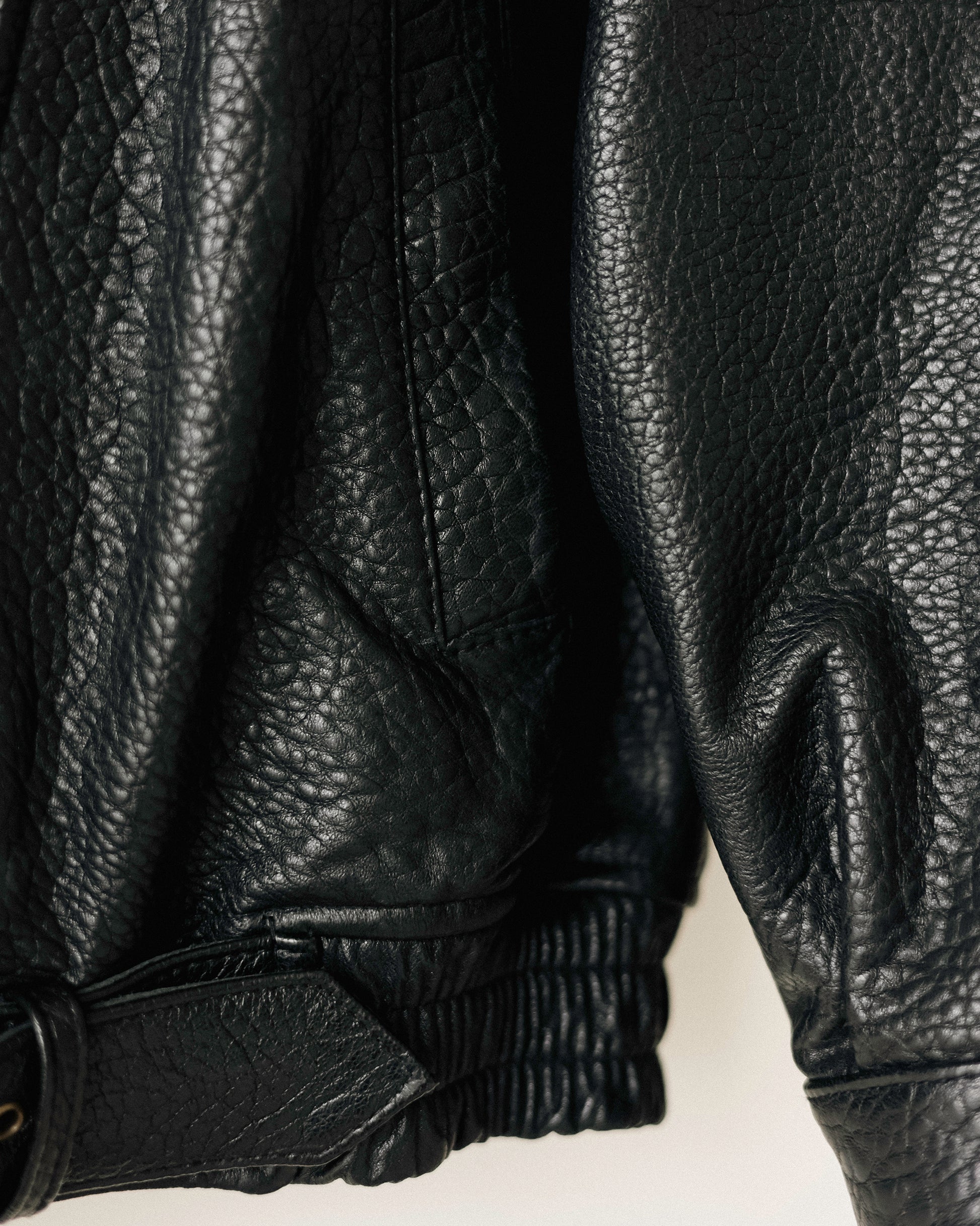 Italian Shrunken Forma Leather Jacket, Nero Pelle
