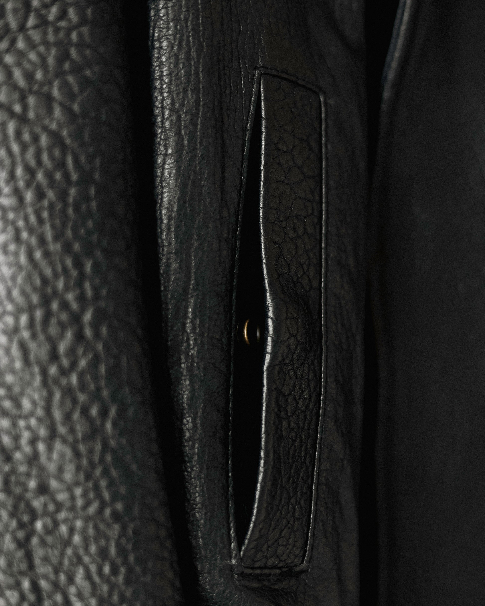 Italian Shrunken Forma Leather Jacket, Nero Pelle
