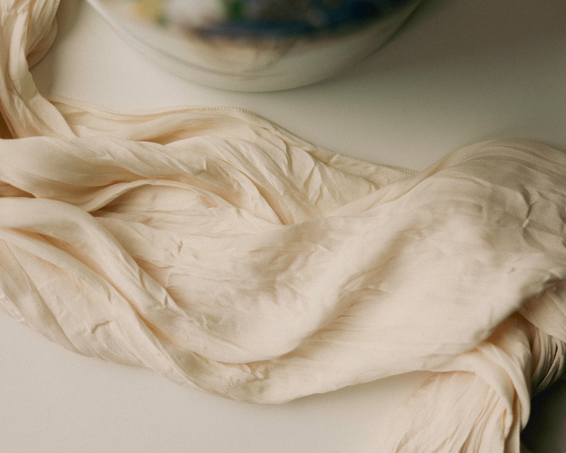 Lora Creased Ivory Scarf, Crème Bavarois