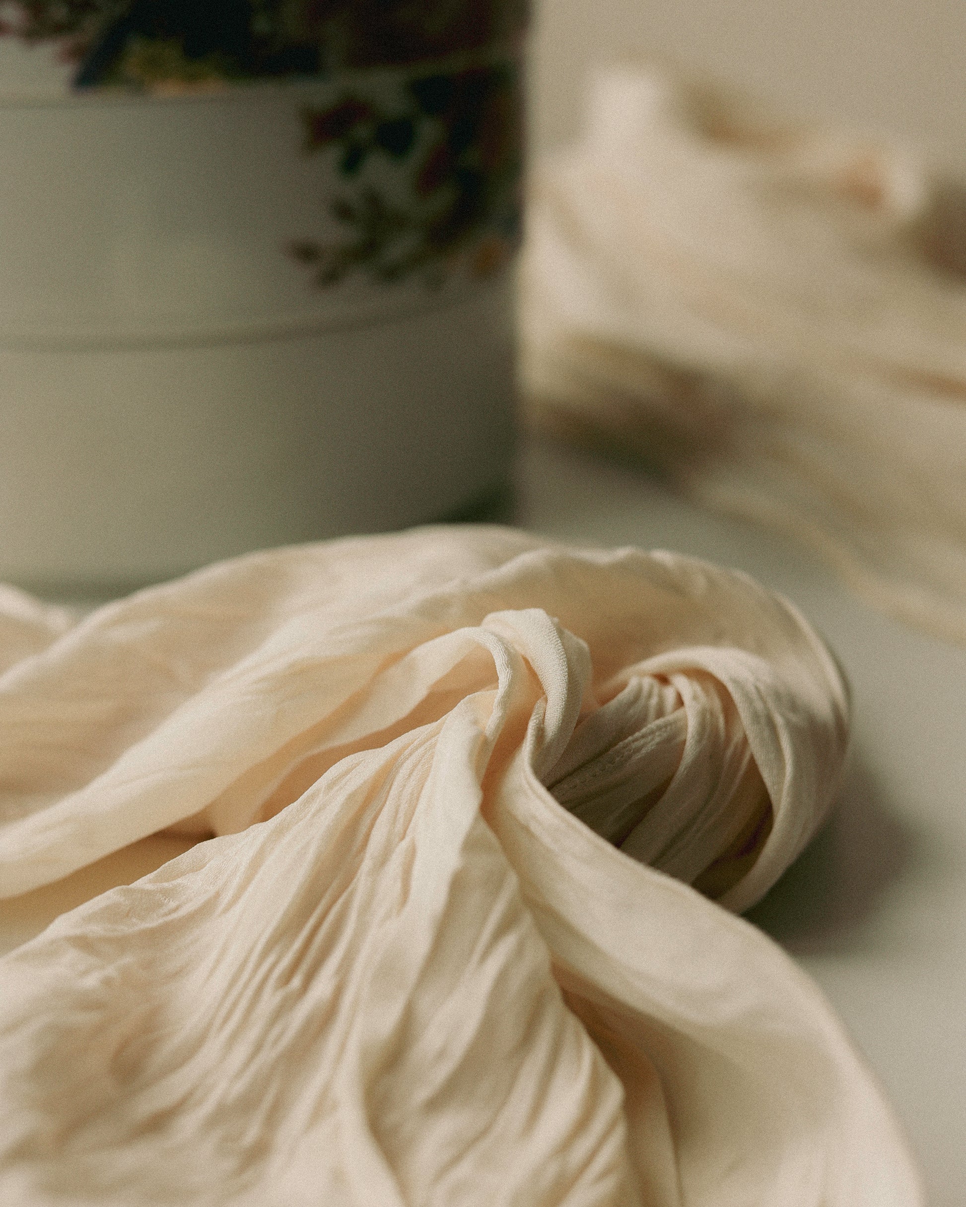 Lora Creased Ivory Scarf, Crème Bavarois