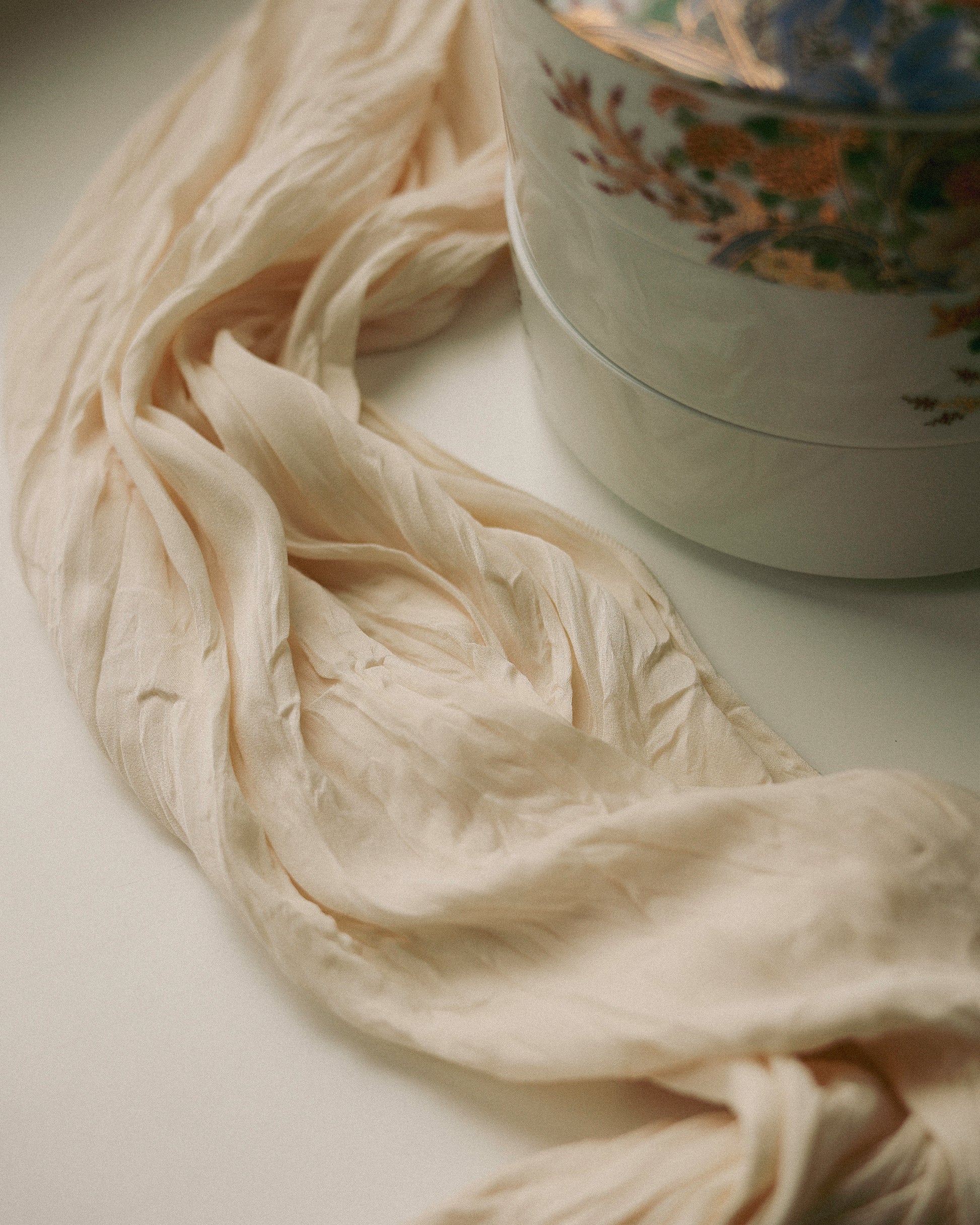 Lora Creased Ivory Scarf, Crème Bavarois