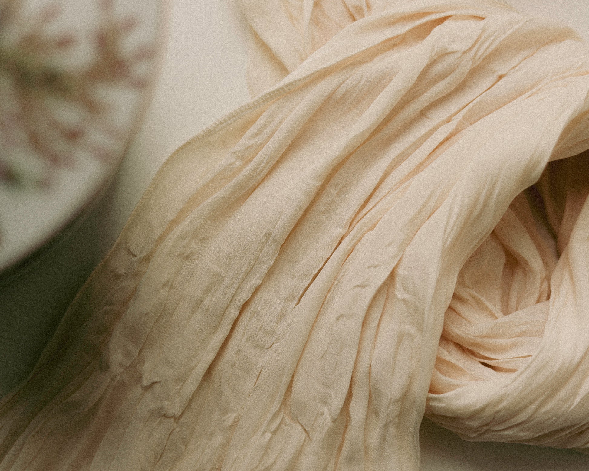 Lora Creased Ivory Scarf, Crème Bavarois