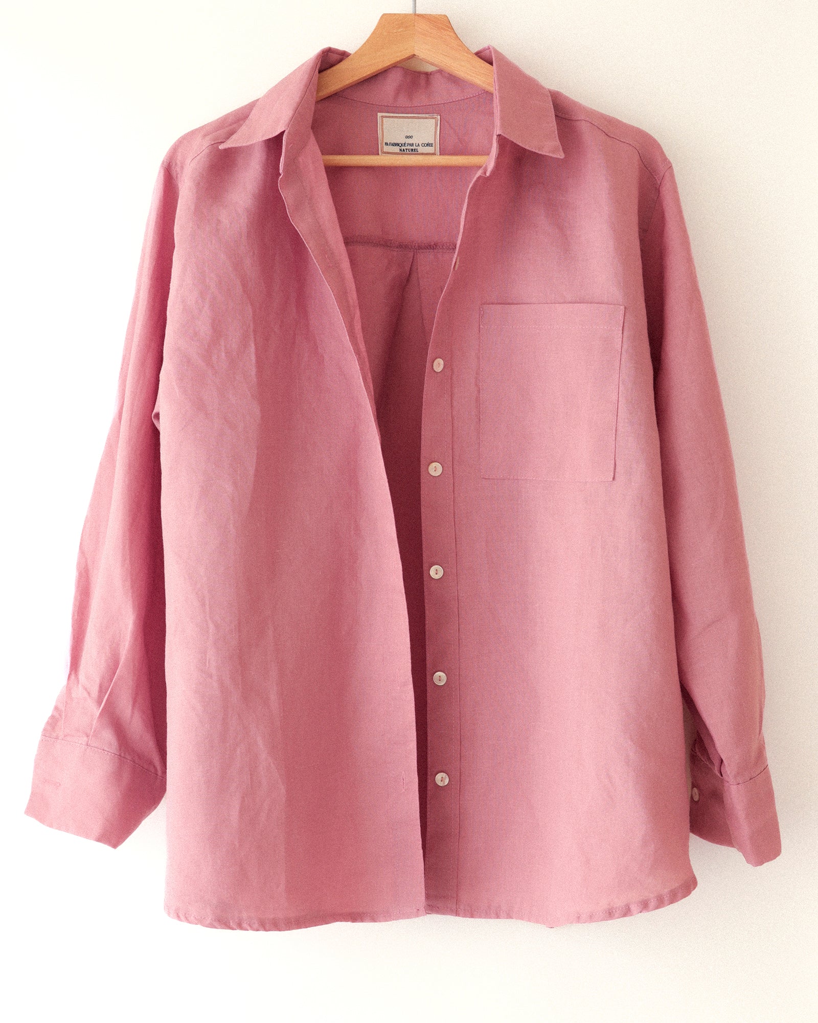 Mina Linen Oversized Shirt, Hydrangea Rosa