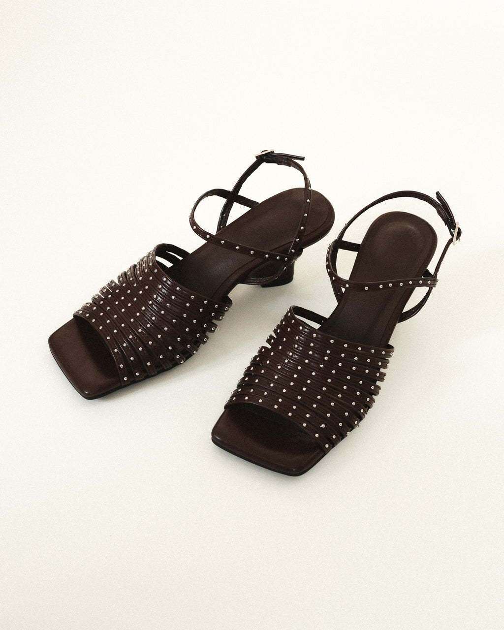 Astrid Studded Gladiator Wedge Sandals, Espresso Noir