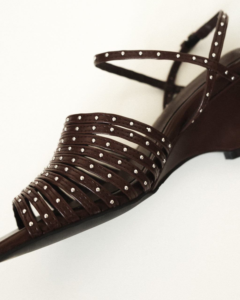 Astrid Studded Gladiator Wedge Sandals, Espresso Noir