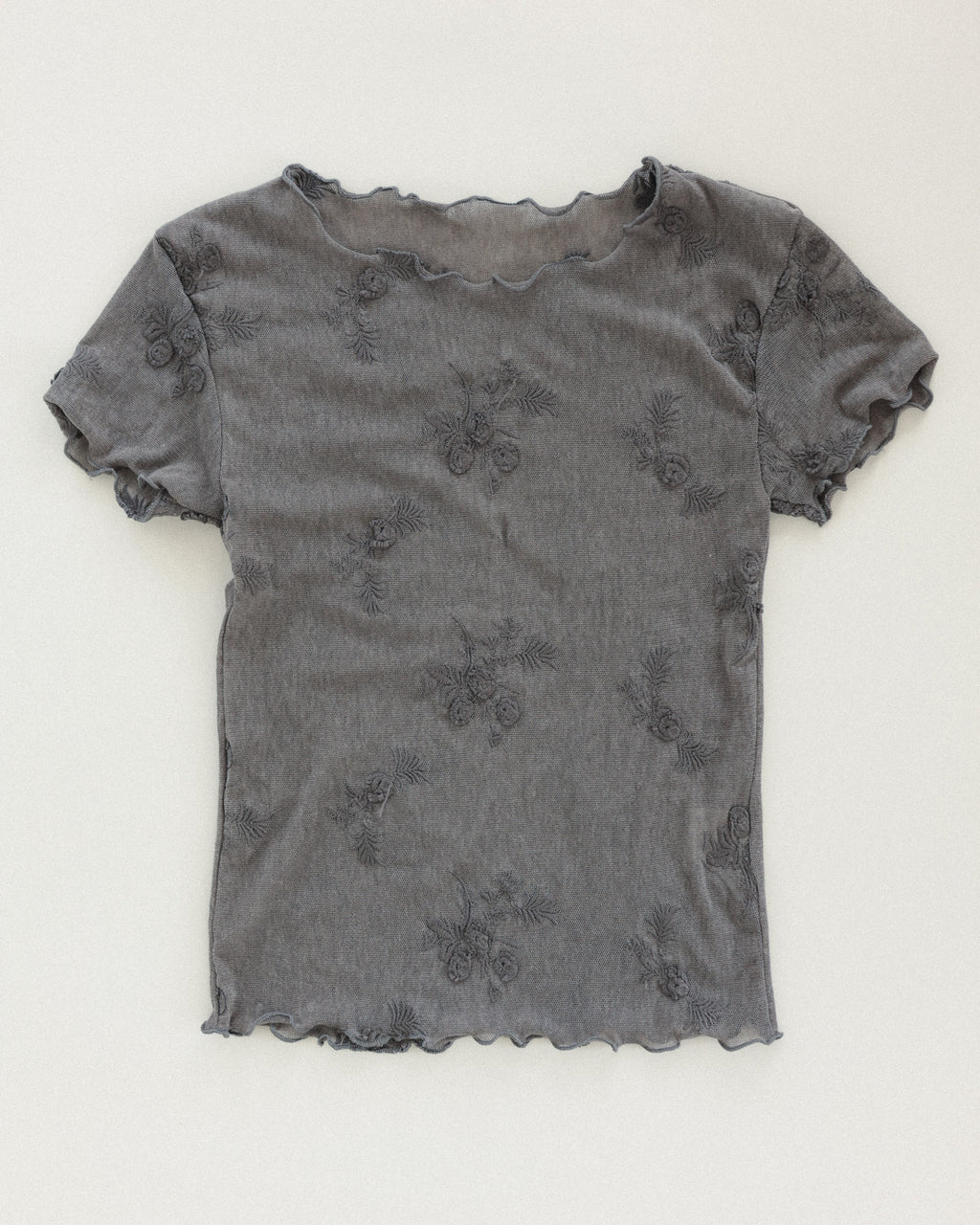 Petal Armor Mesh Top, Smoke Grey