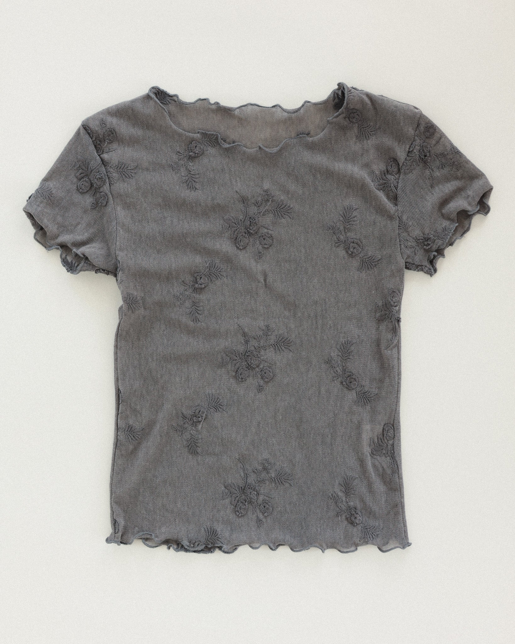 Petal Armor Mesh Top, Smoke Grey