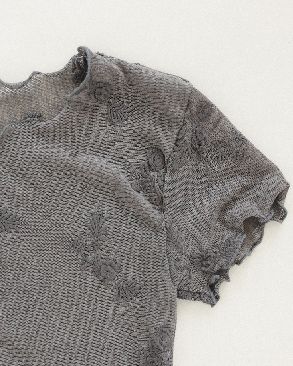 Petal Armor Mesh Top, Smoke Grey