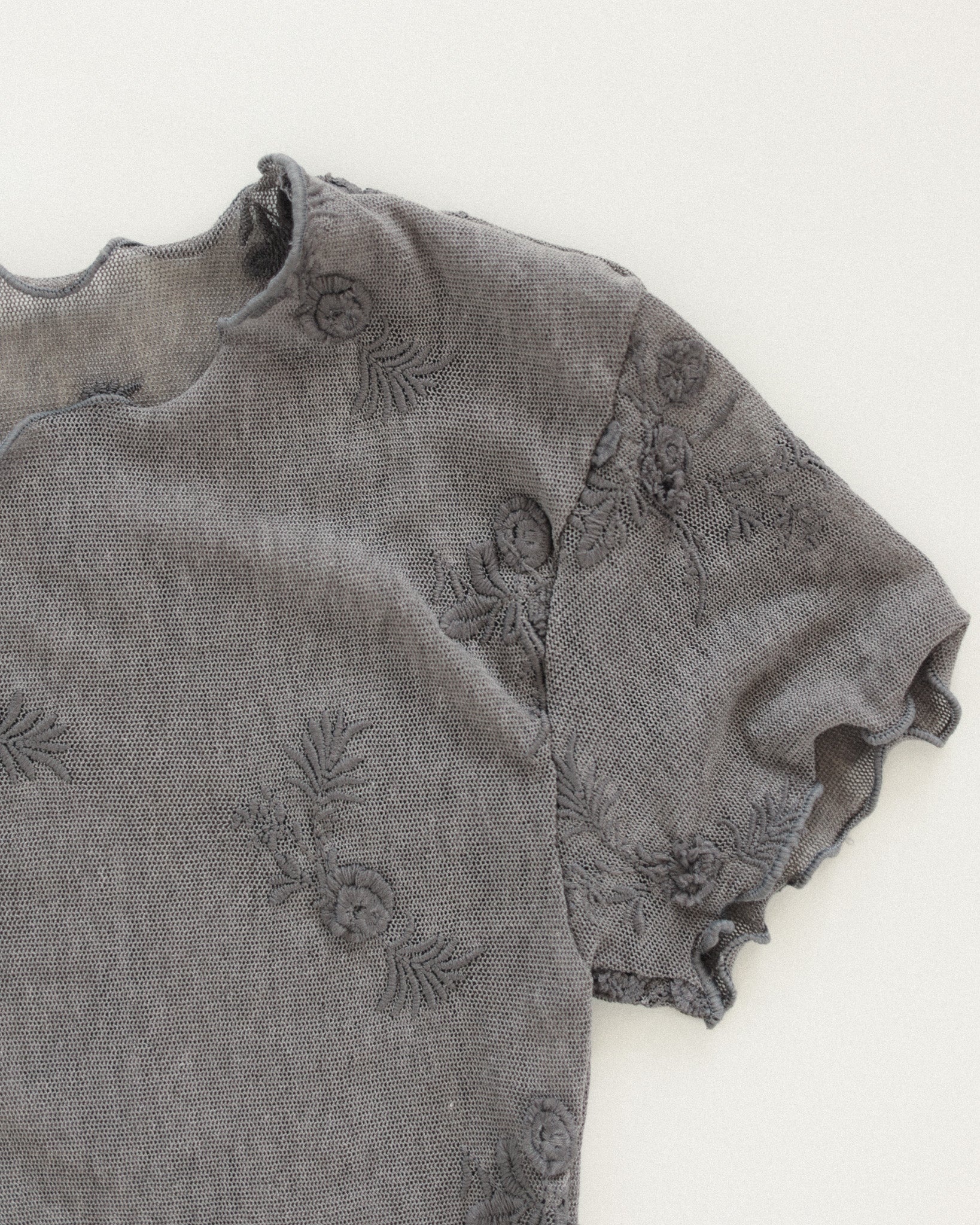 Petal Armor Mesh Top, Smoke Grey