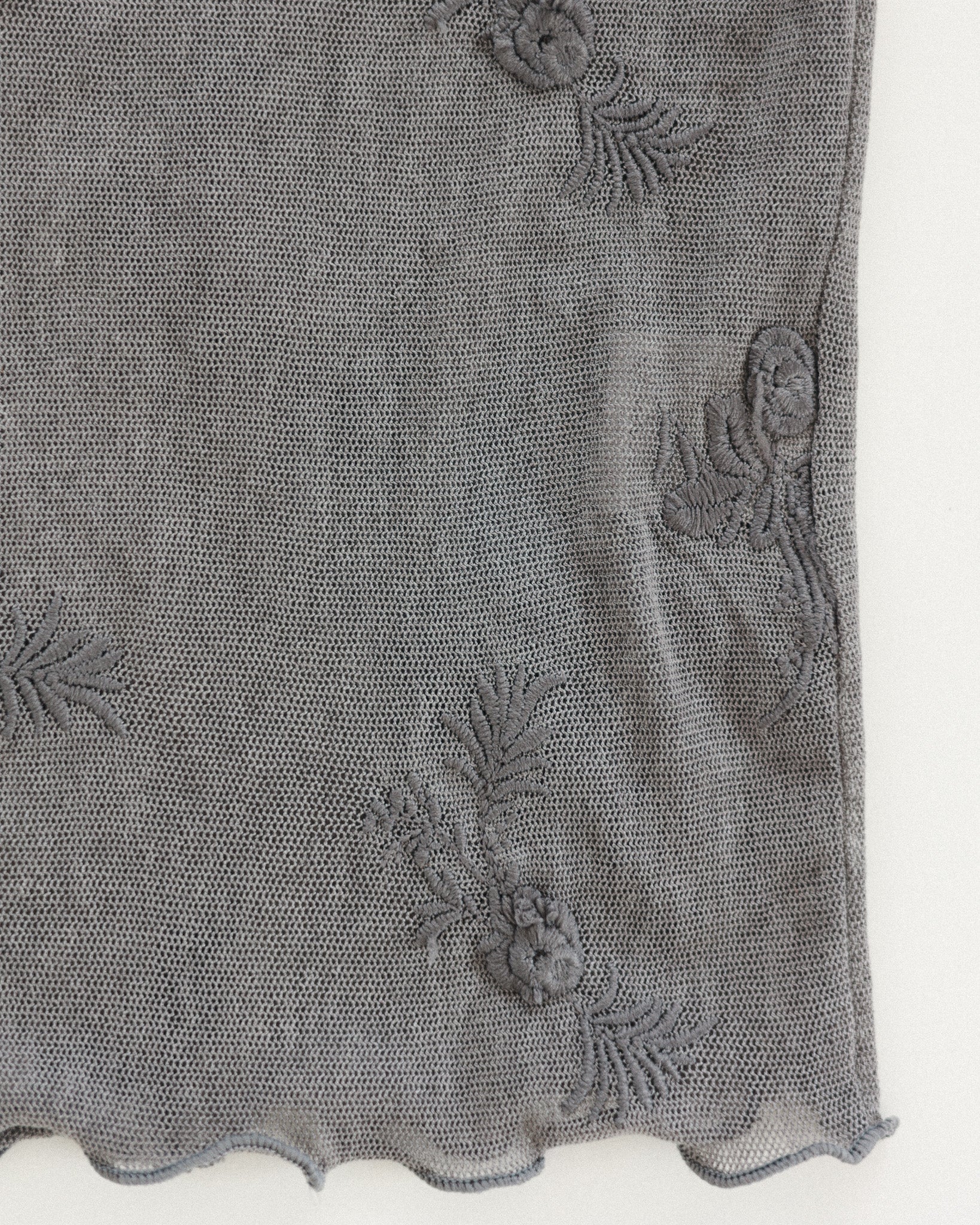 Petal Armor Mesh Top, Smoke Grey
