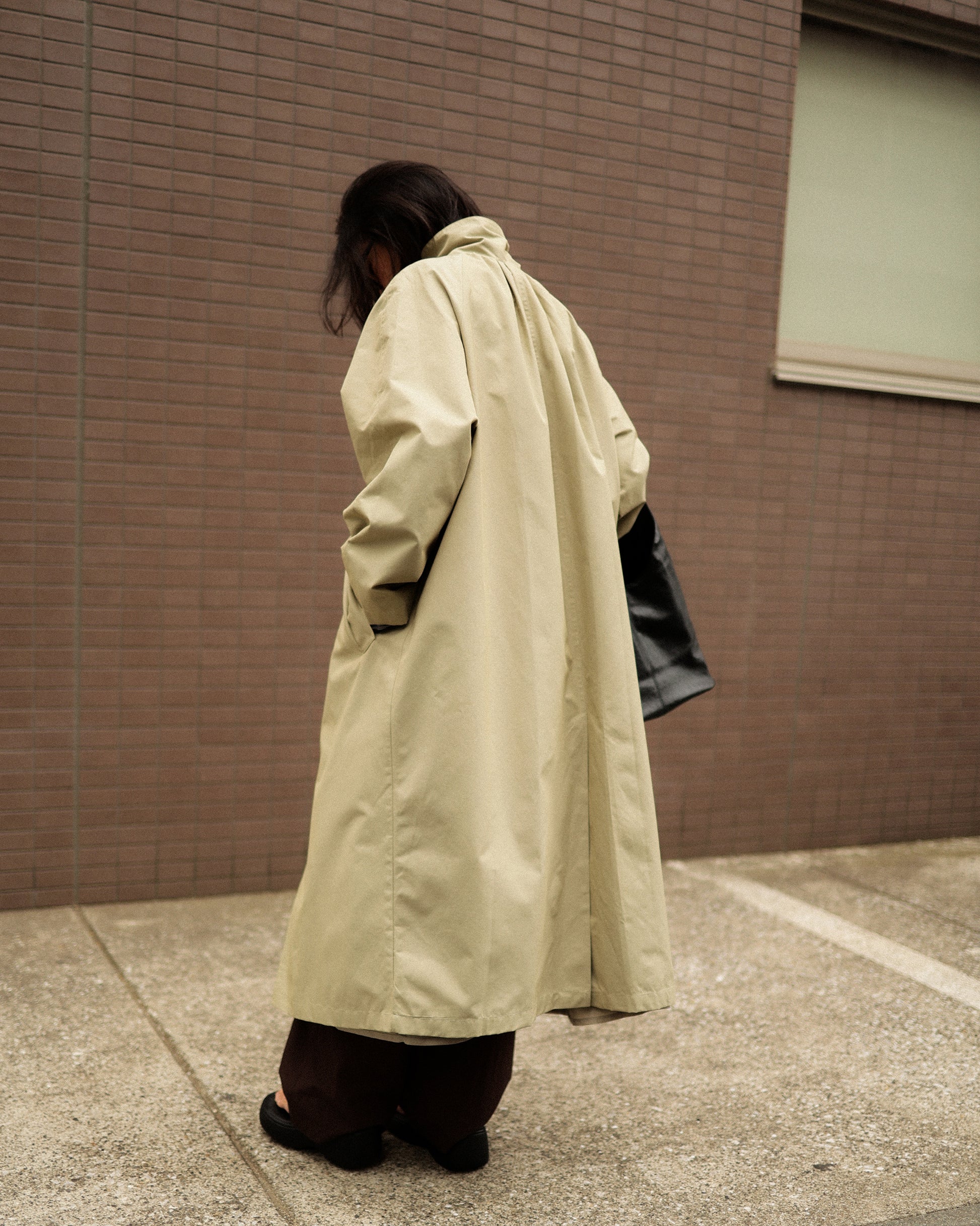 Mare Stand-Collar Trench Coat, Sage