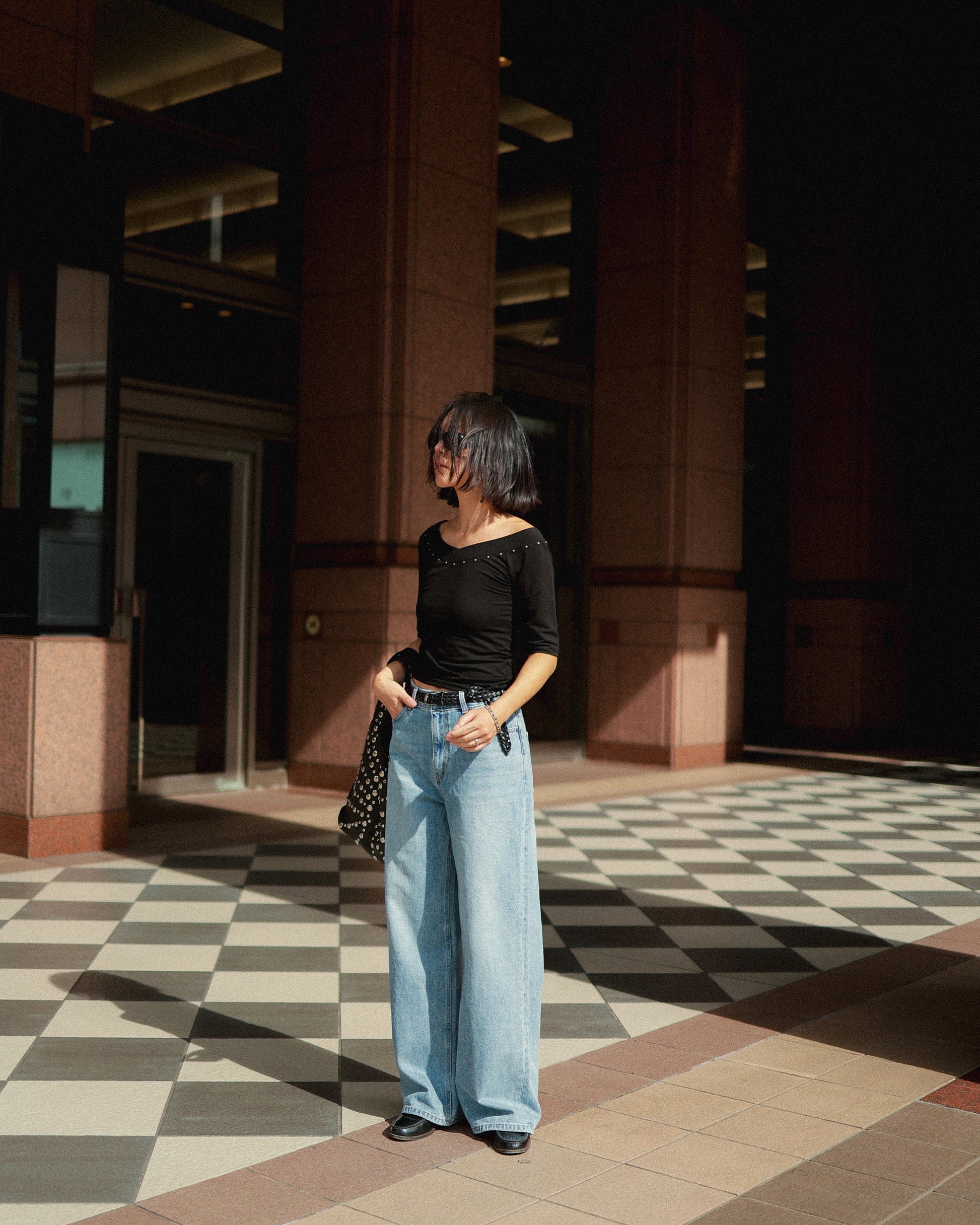 Bridget Wide-Leg Denim Trousers, Washed blue