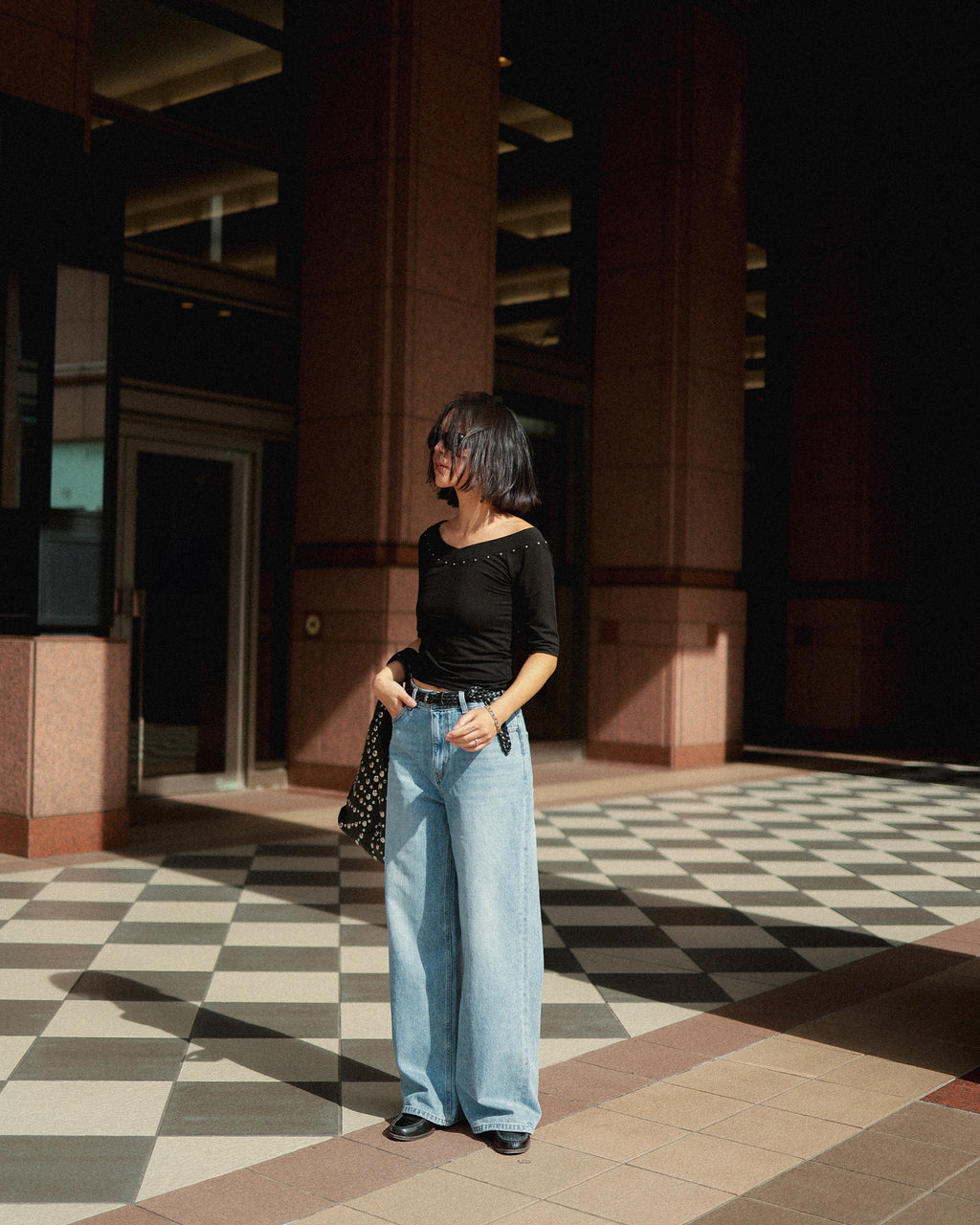 Bridget Wide-Leg Denim Trousers, Washed blue