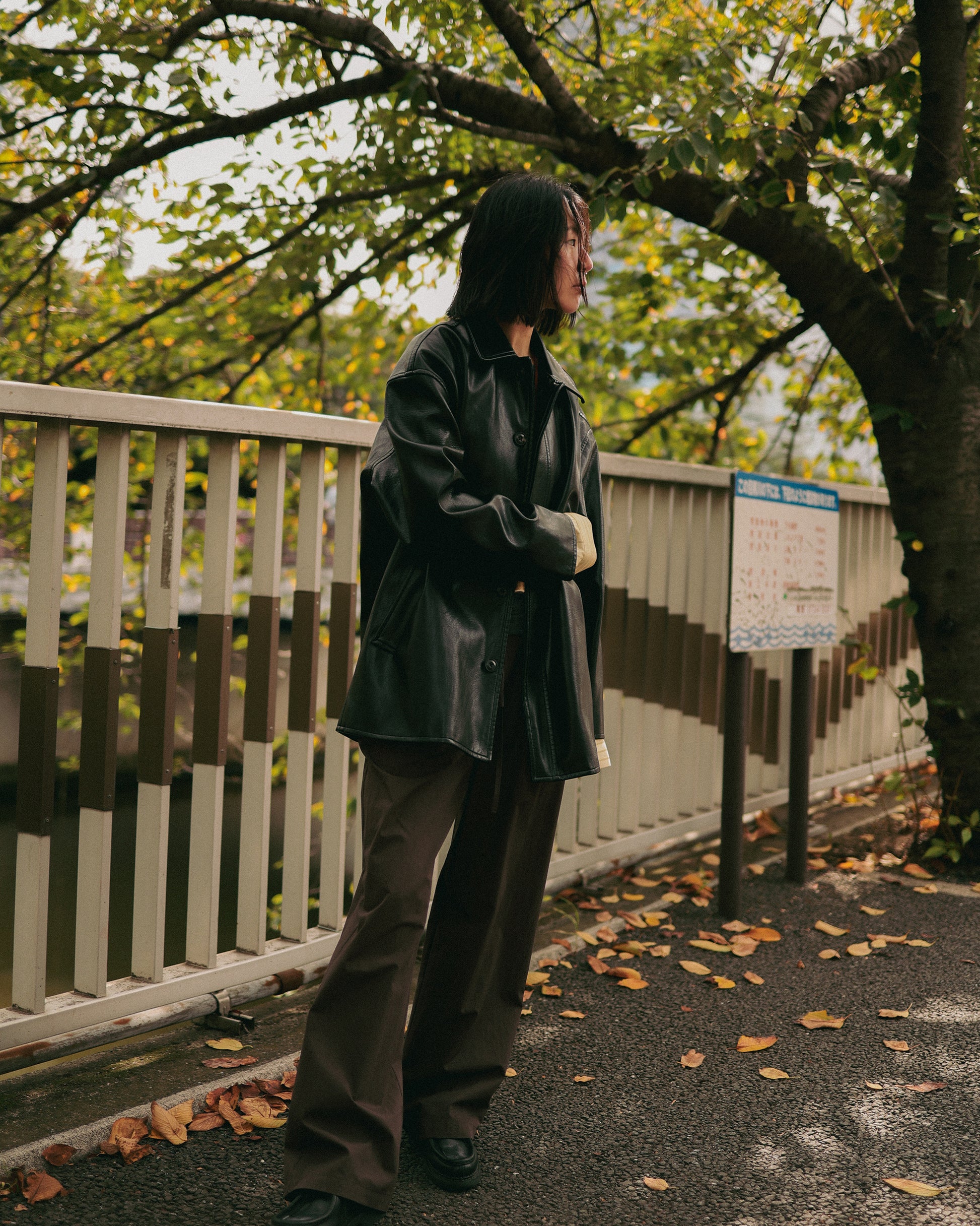 Tarsem Oversized Car Leather Coat, Washed Black