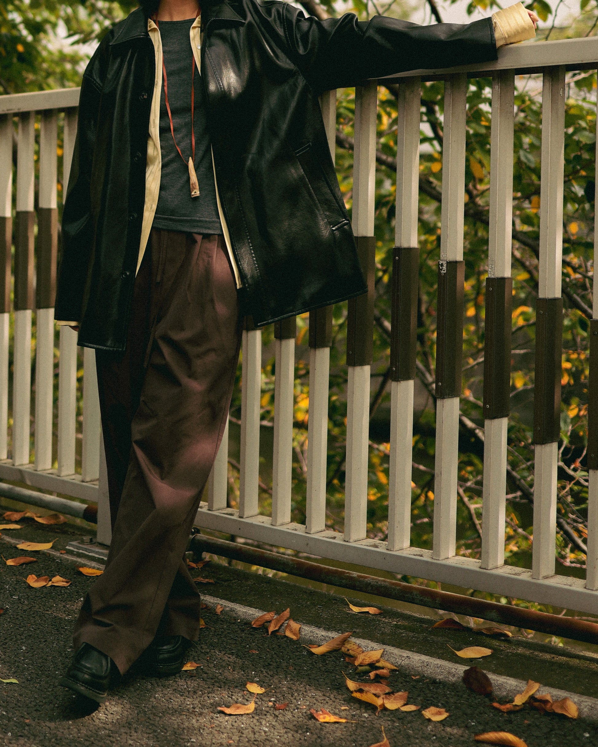 Tarsem Oversized Car Leather Coat, Washed Black