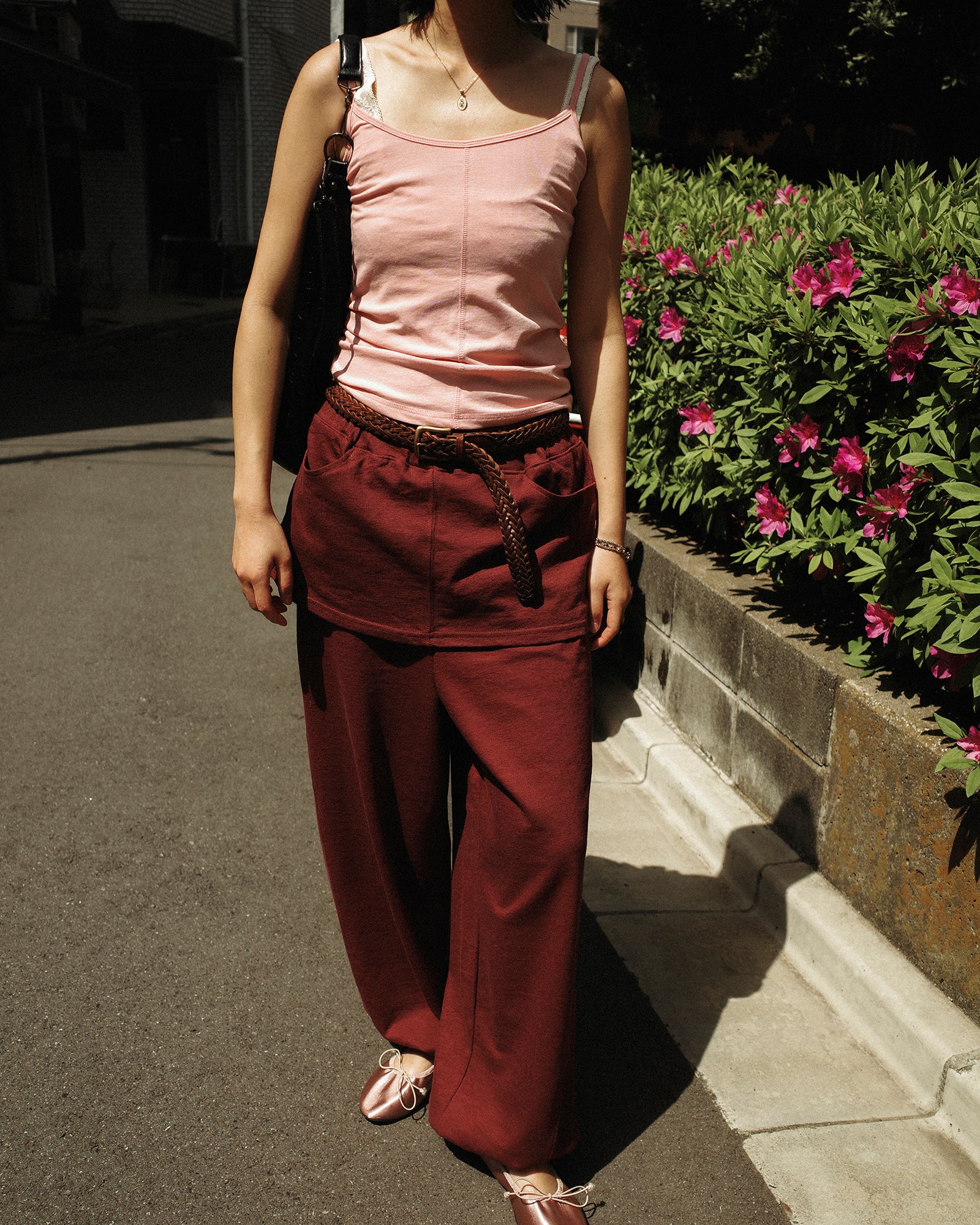 Priscilla Seamline Fitted Camisole, Pink Rose