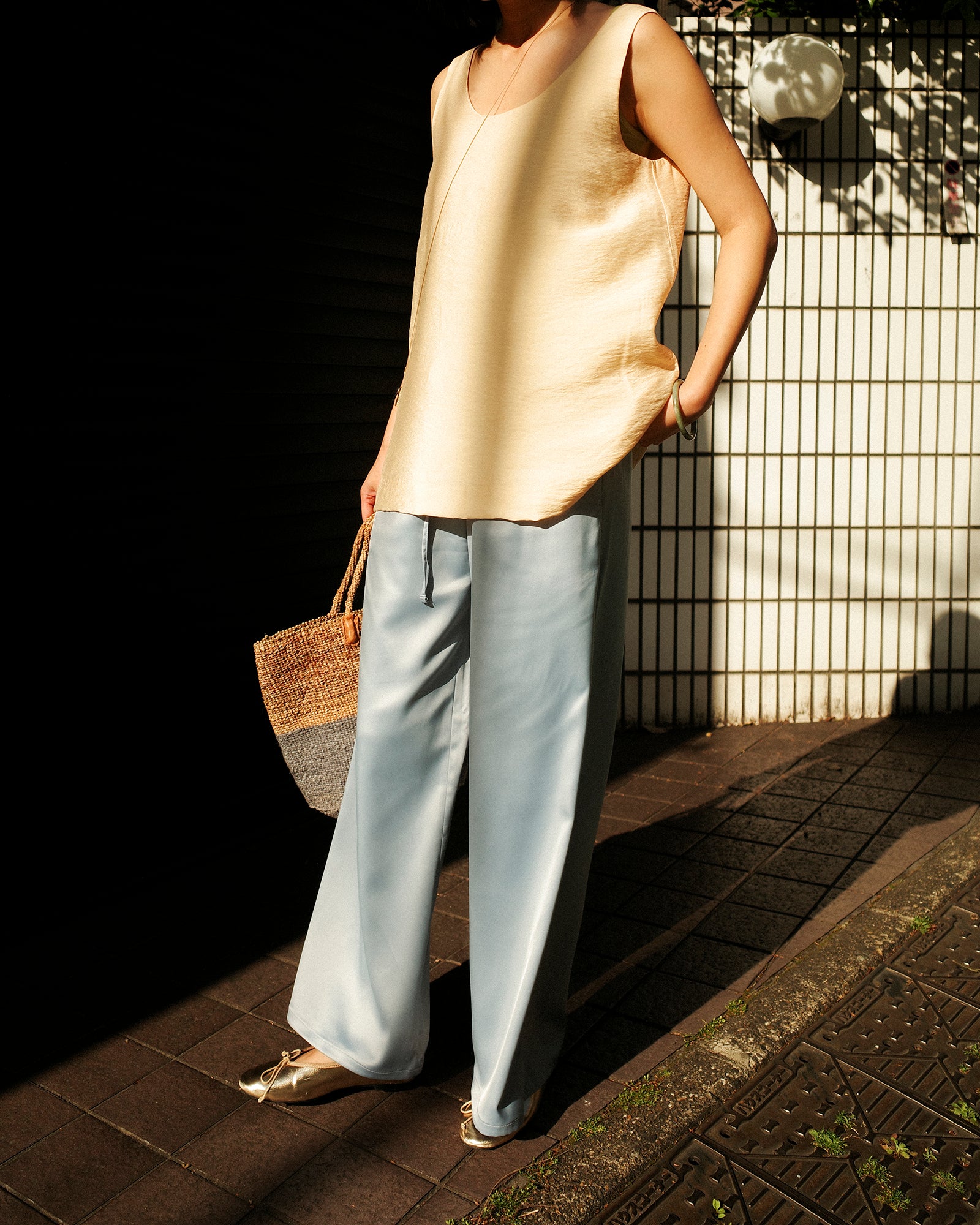 (Limited) Jasmine Dris Satin Trousers, Sky Diamond