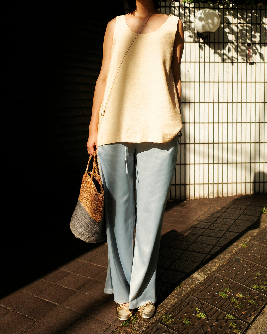 (Limited) Jasmine Dris Satin Trousers, Sky Diamond