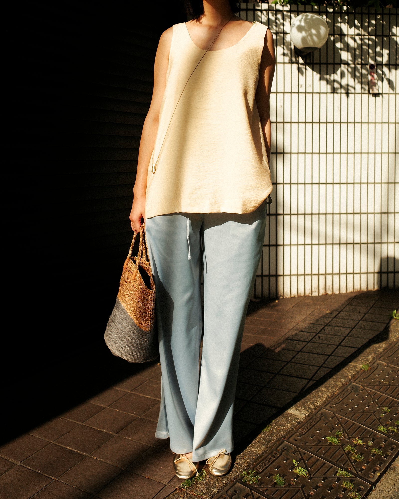 (Limited) Jasmine Dris Satin Trousers, Sky Diamond