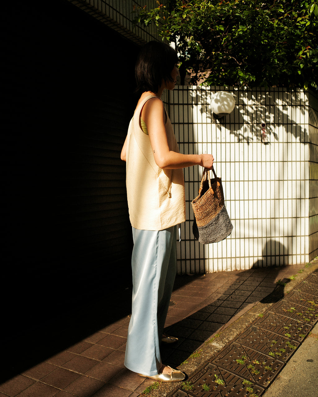 (Limited) Jasmine Dris Satin Trousers, Sky Diamond