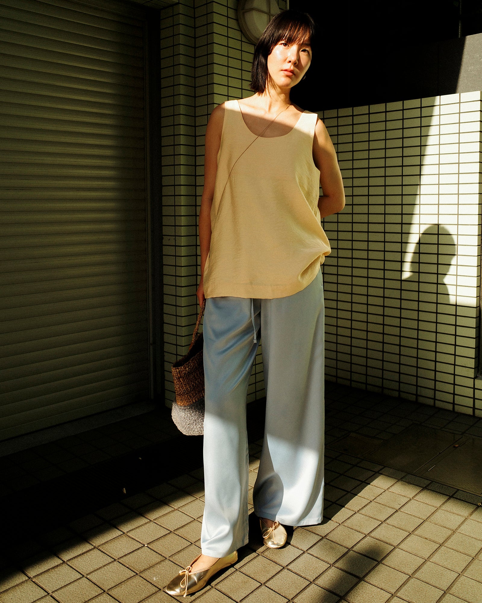 (Limited) Jasmine Dris Satin Trousers, Sky Diamond