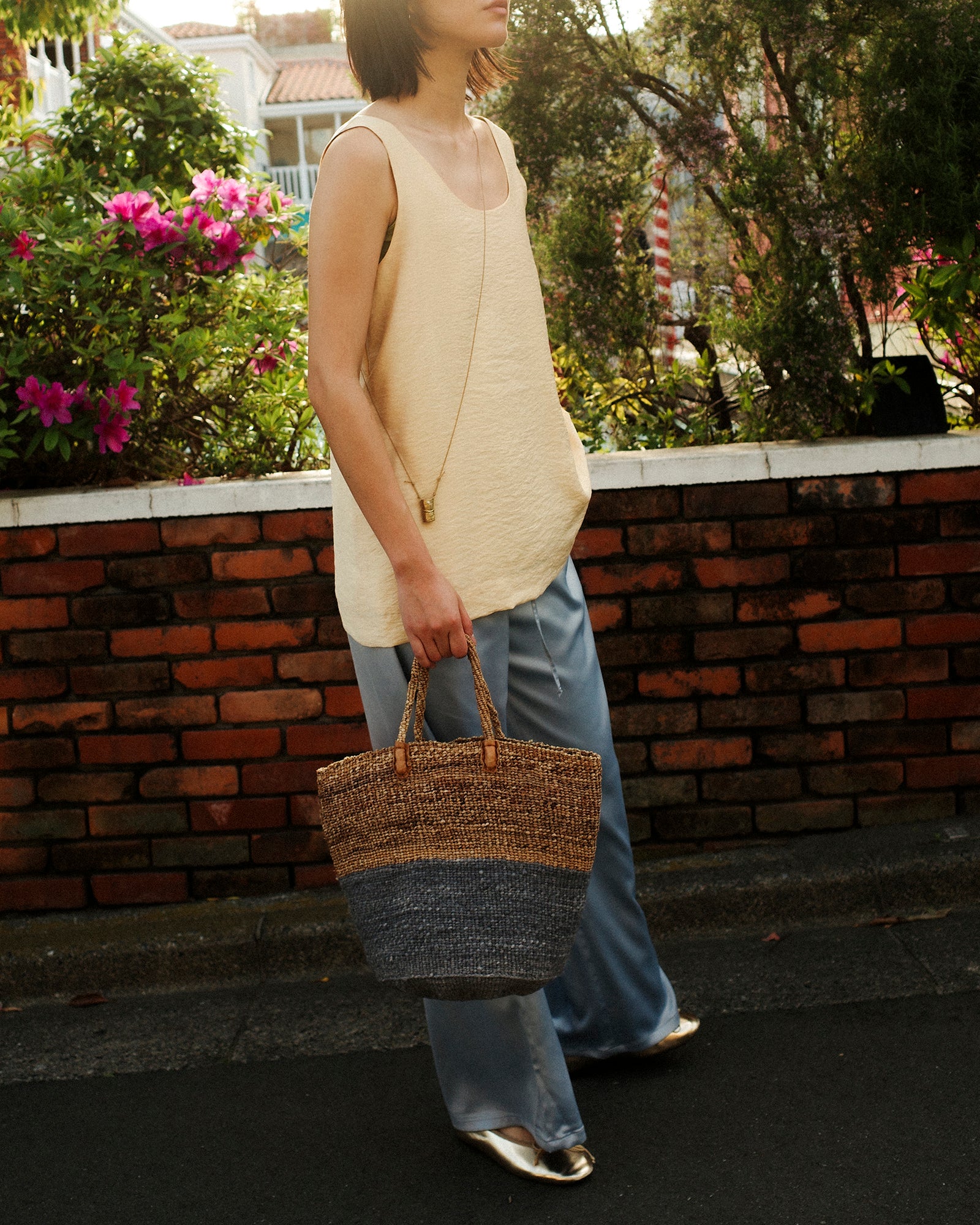 (Limited) Jasmine Dris Satin Trousers, Sky Diamond