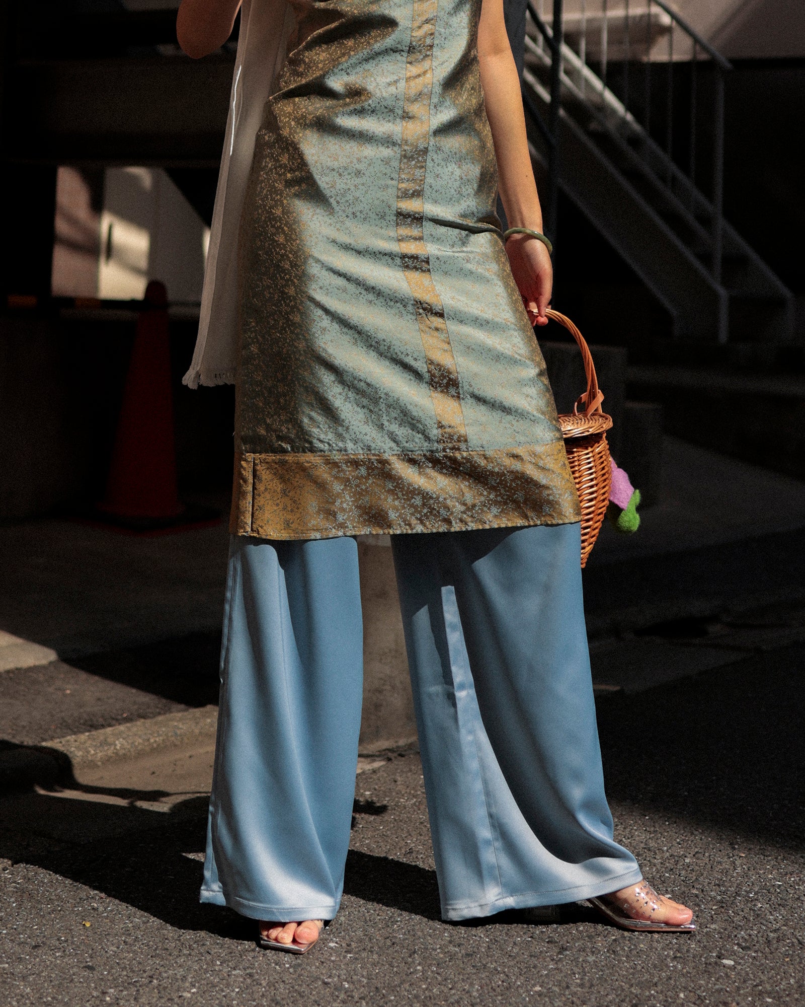 (Limited) Jasmine Dris Satin Trousers, Sky Diamond