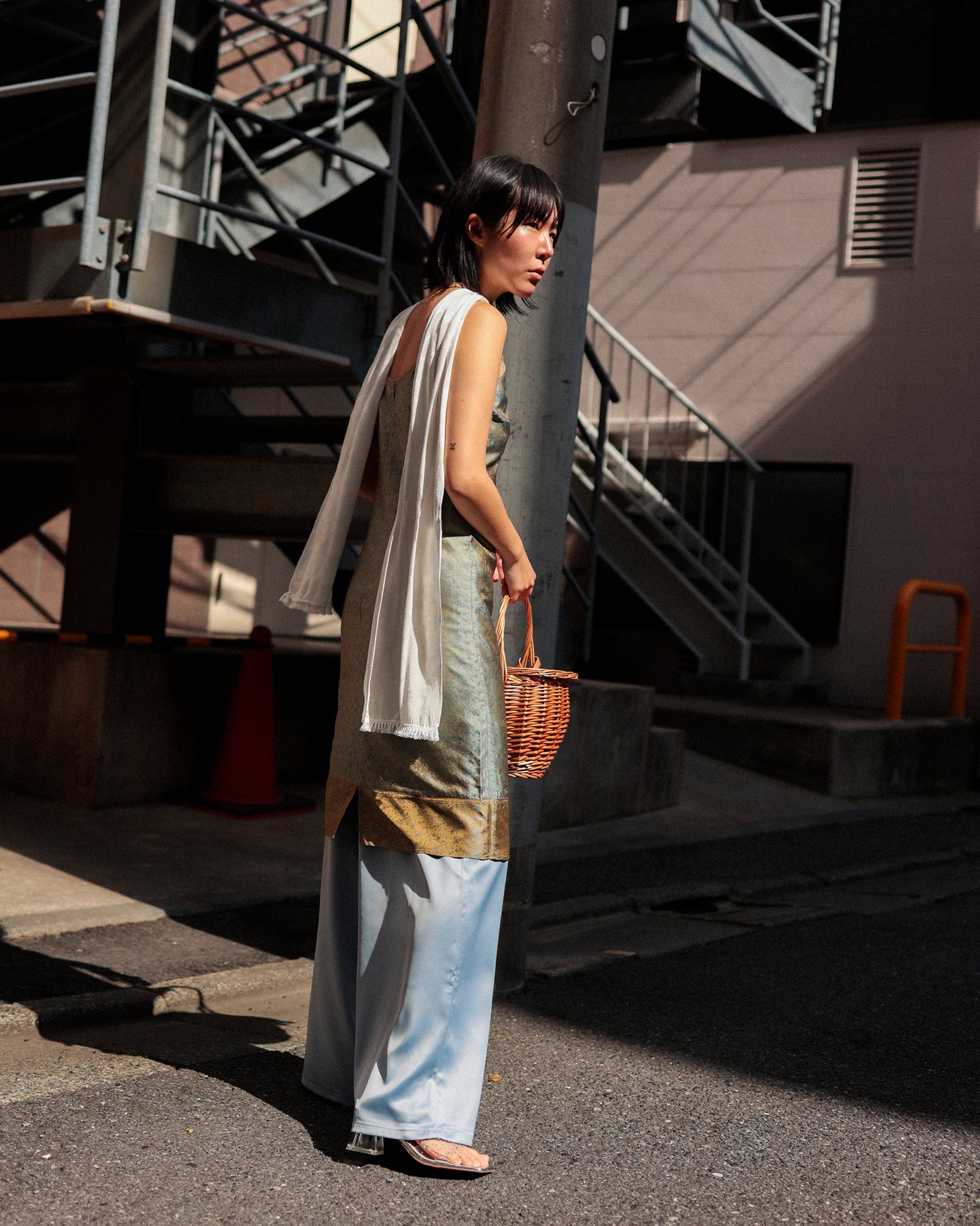 (Limited) Jasmine Dris Satin Trousers, Sky Diamond