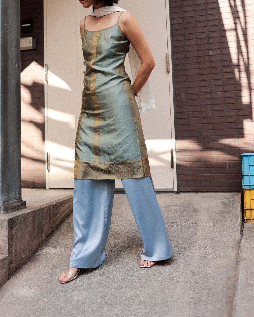 (Limited) Jasmine Dris Satin Trousers, Sky Diamond