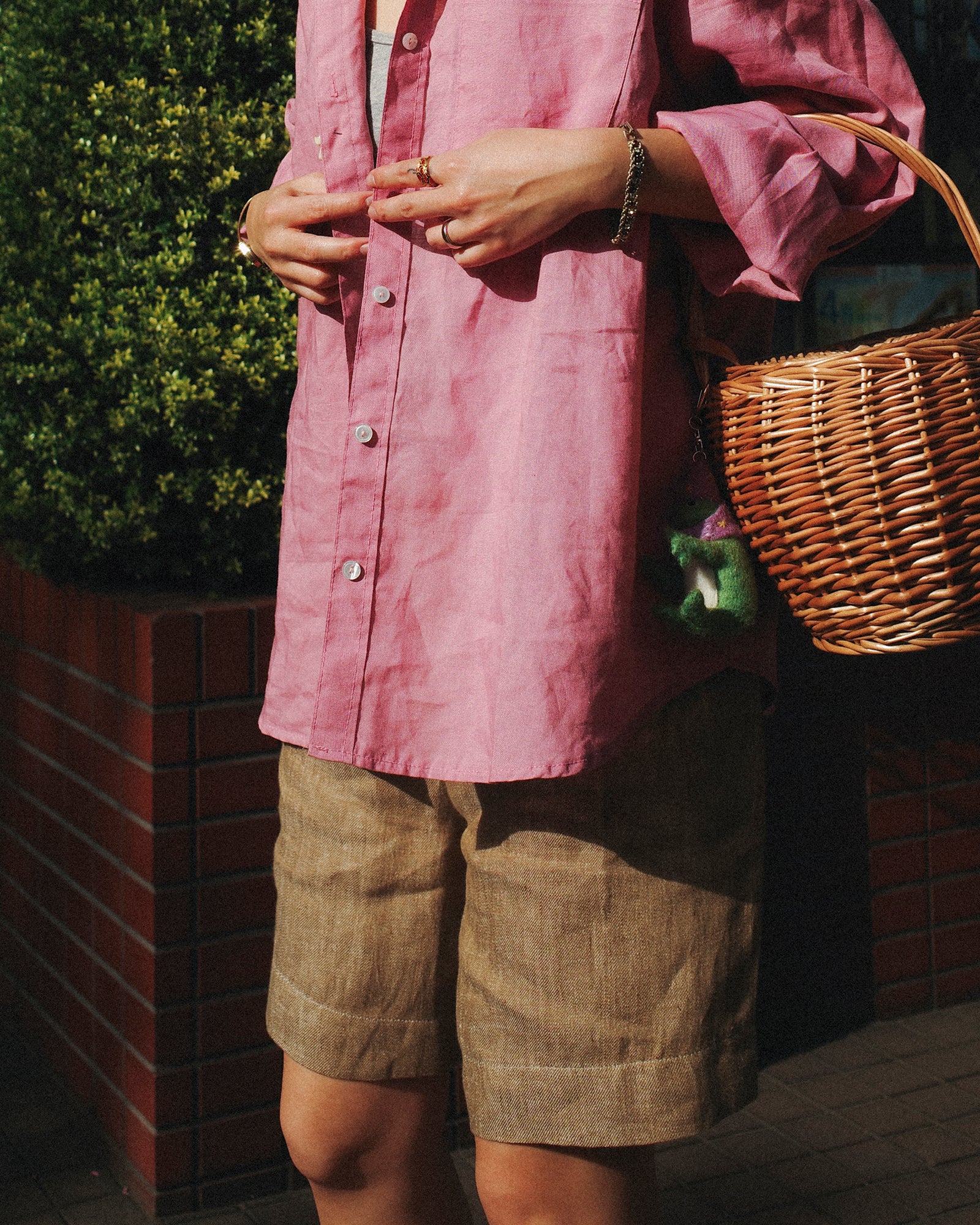 Mina Linen Oversized Shirt, Hydrangea Rosa