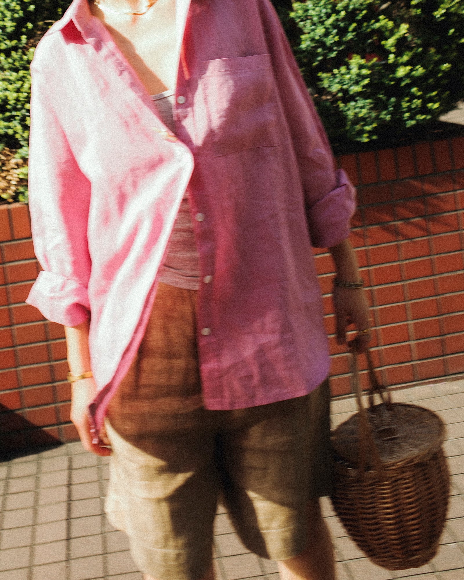 Mina Linen Oversized Shirt, Hydrangea Rosa