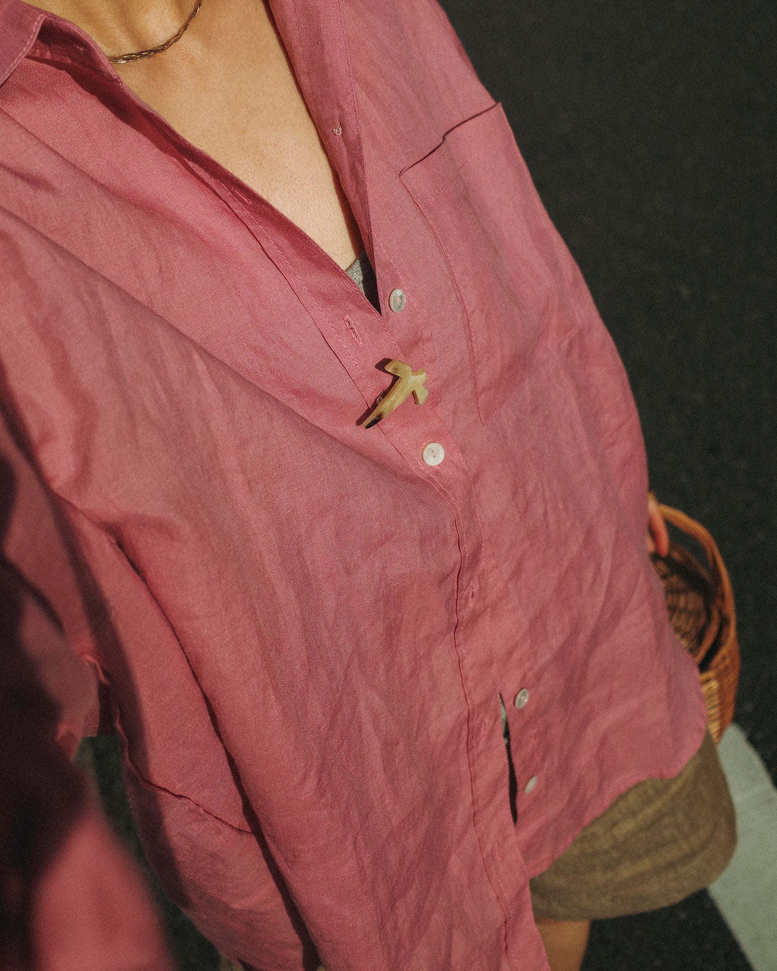 Mina Linen Oversized Shirt, Hydrangea Rosa