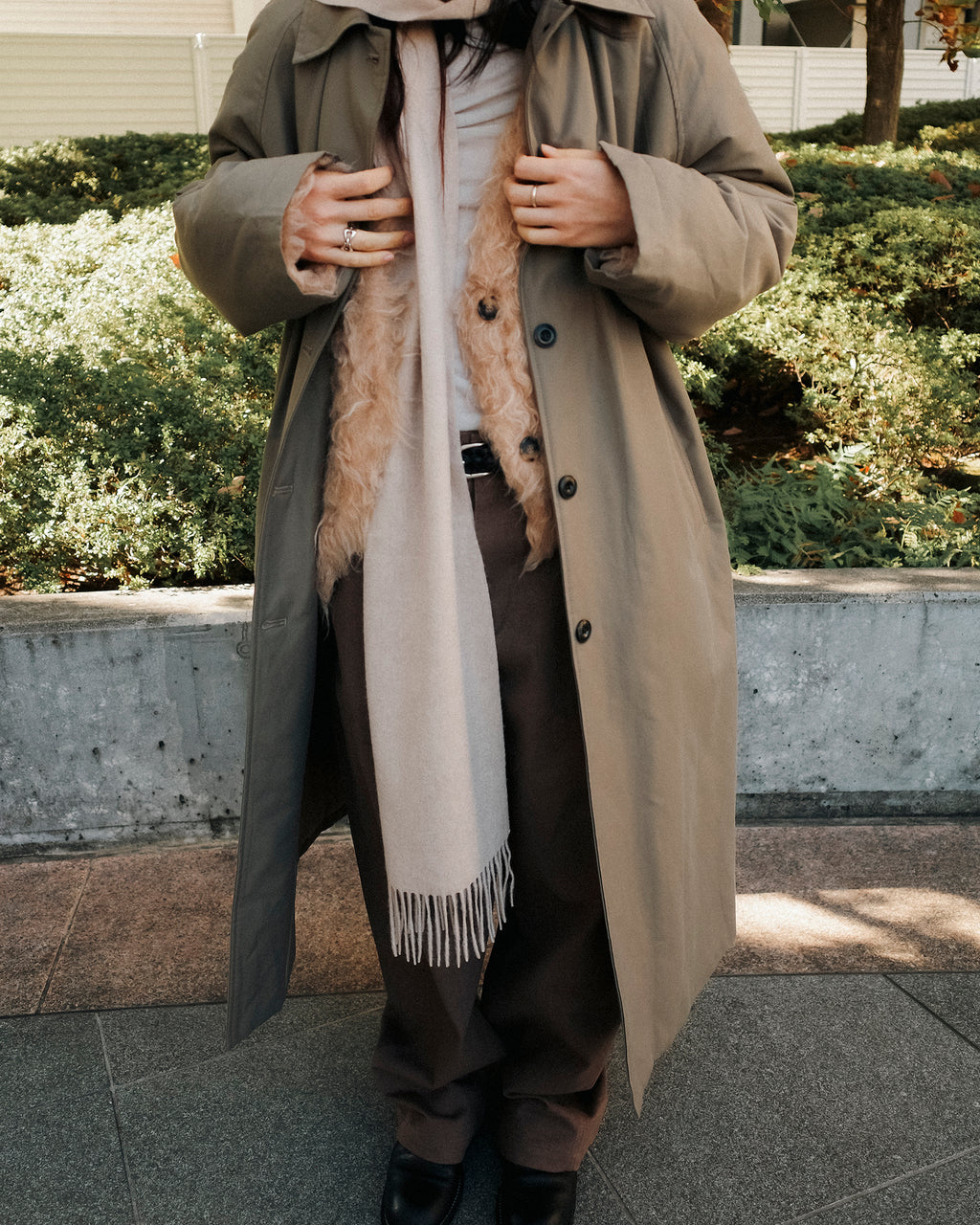 Norah Padded Long Coat, Taupe Brown