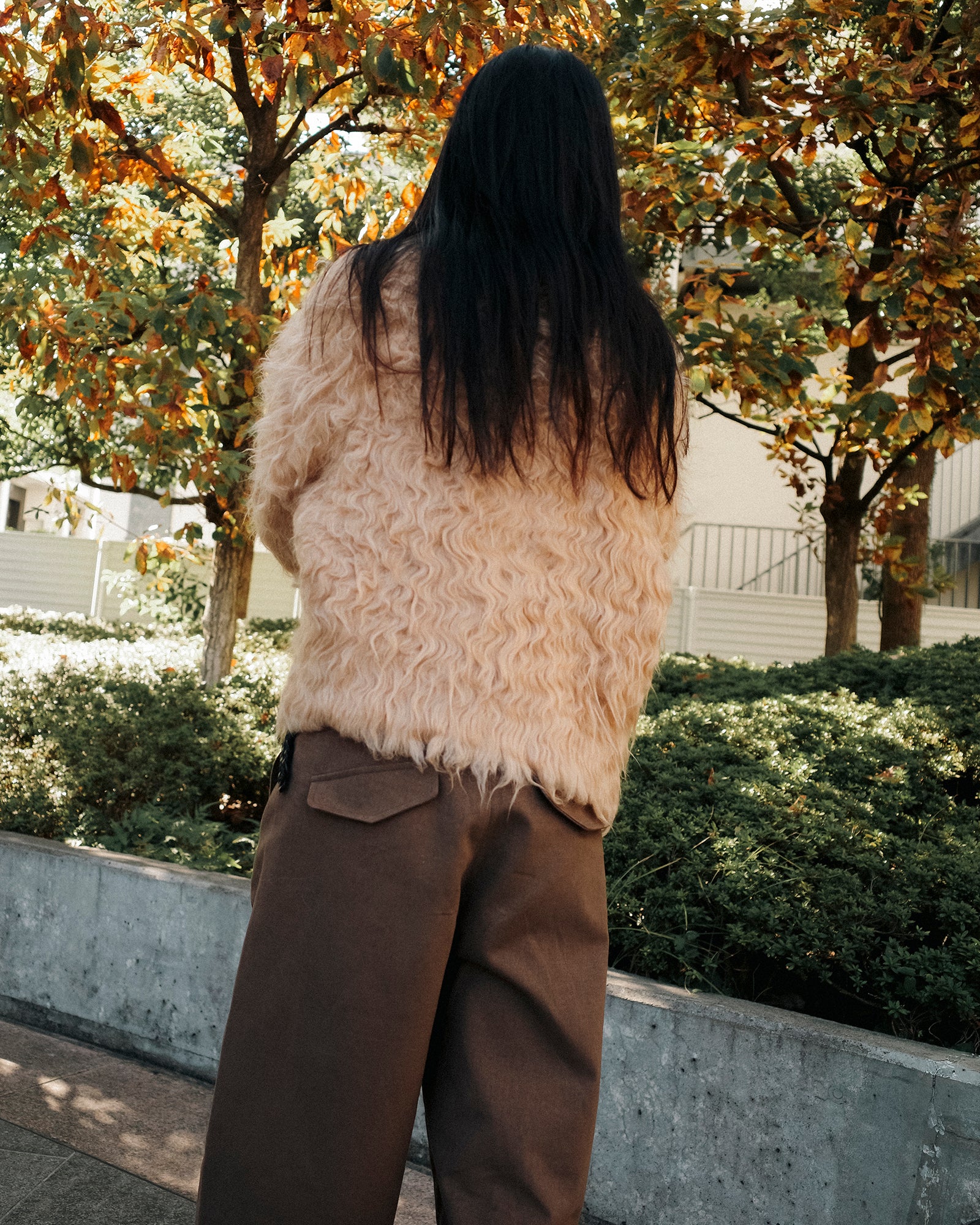 Cecile Curved Cotton Trousers, Mocha Brown