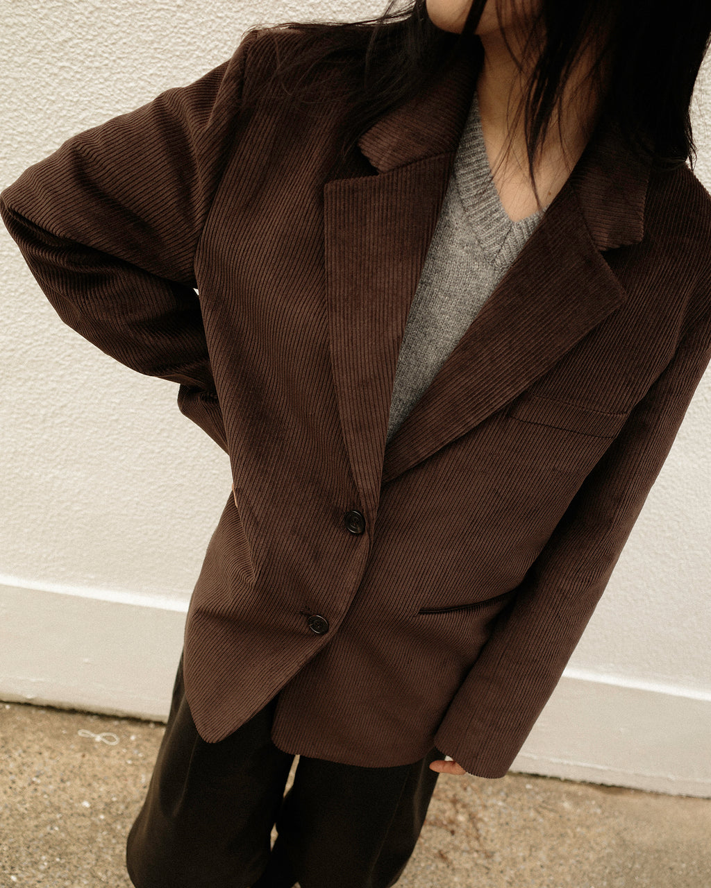 Leo Oversized Corduroy Jacket, Chestnut