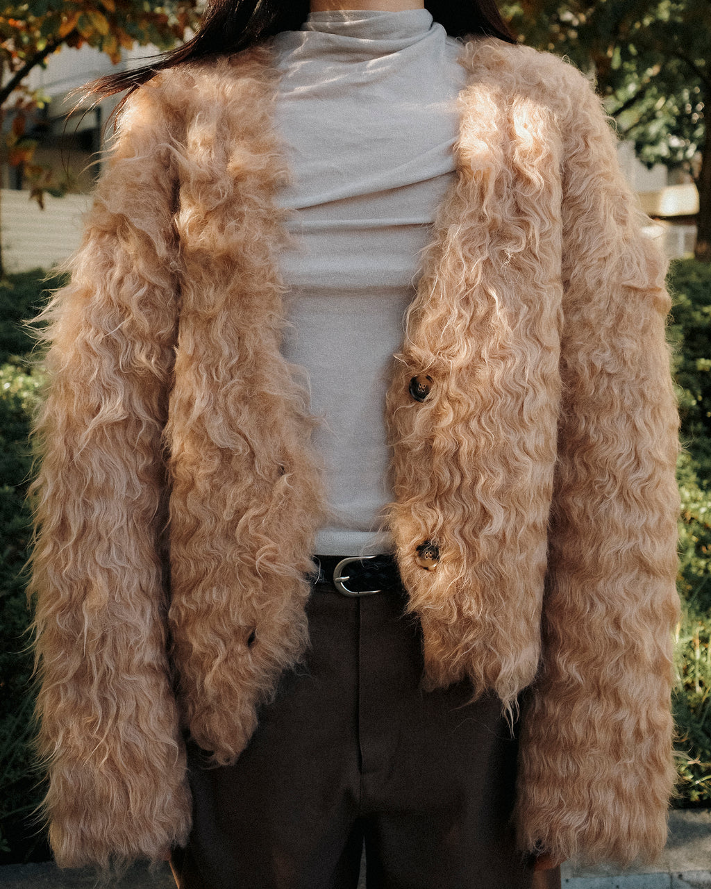 Sunset Brushed Cardigan, Caramel Toffee