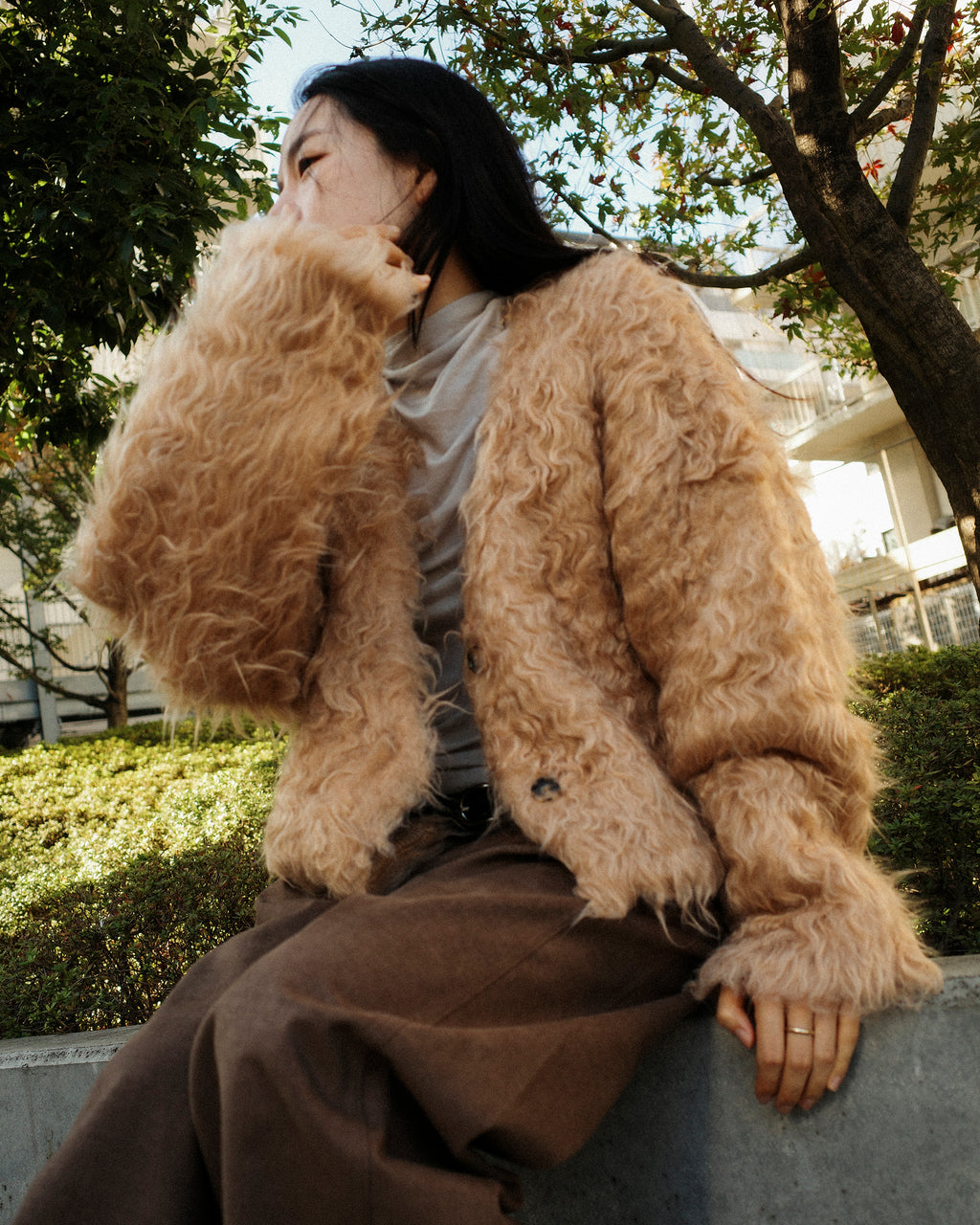 Sunset Brushed Cardigan, Caramel Toffee