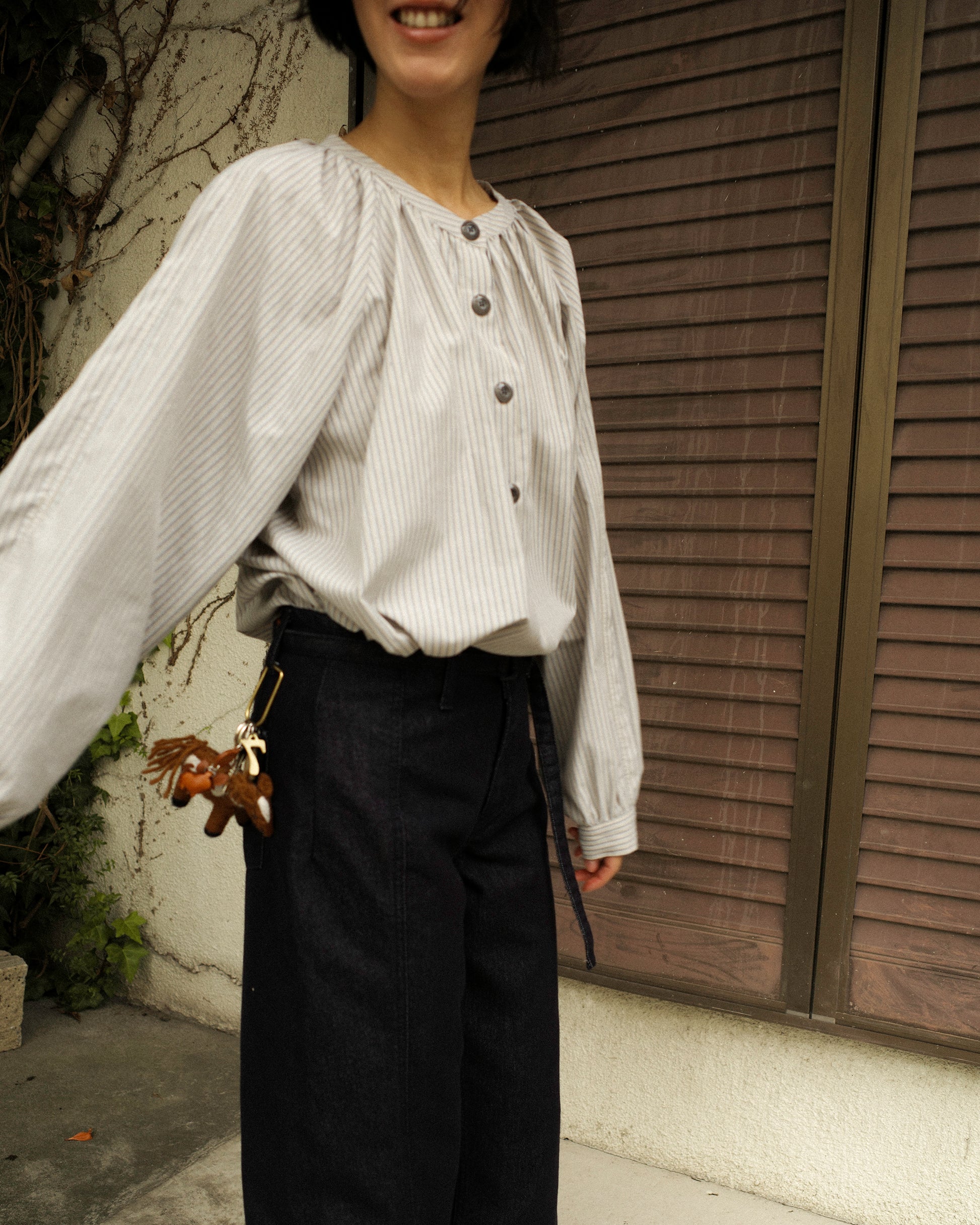 Devon Gathered Yoke Blouse, Misty Beige