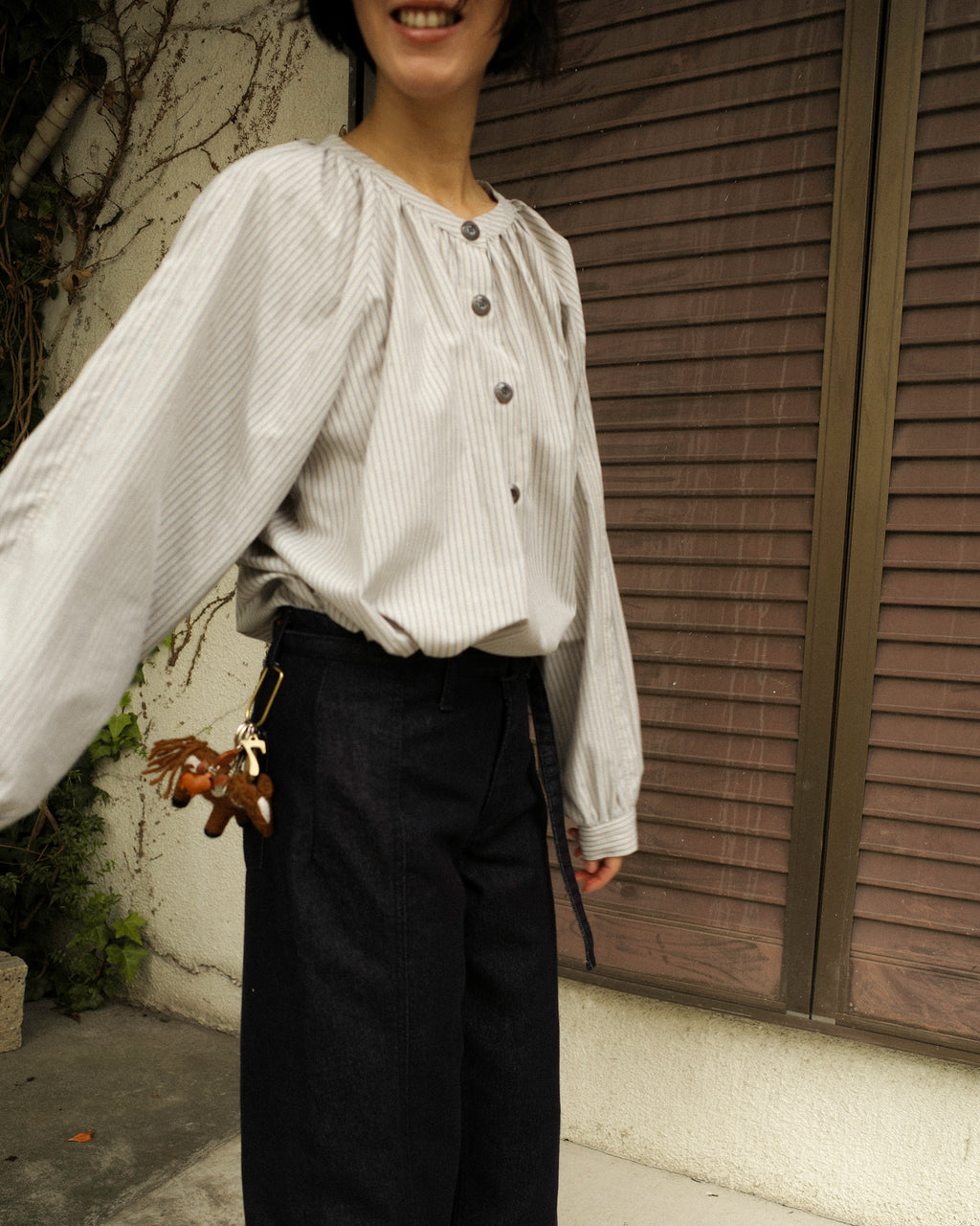 Devon Gathered Yoke Blouse, Misty Beige