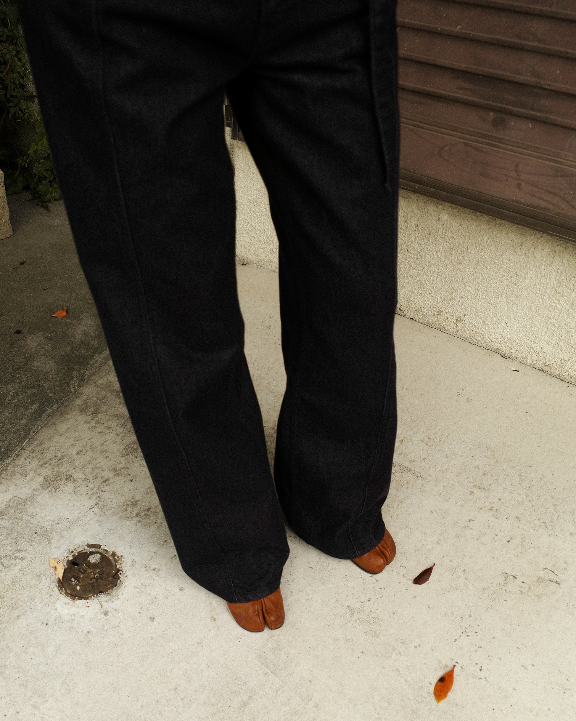(Back in stock on 11/5) Longline Belted Denim Trousers, Deep Indigo